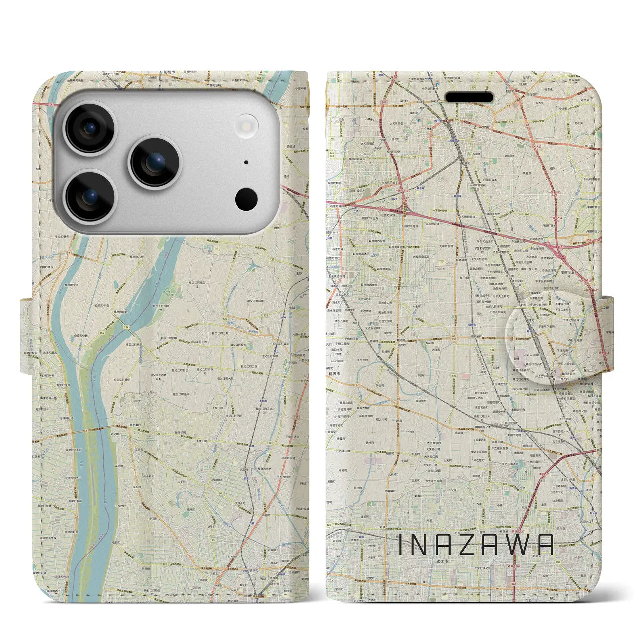 【稲沢(愛知県)】地図柄iPhoneケース(手帳タイプ)