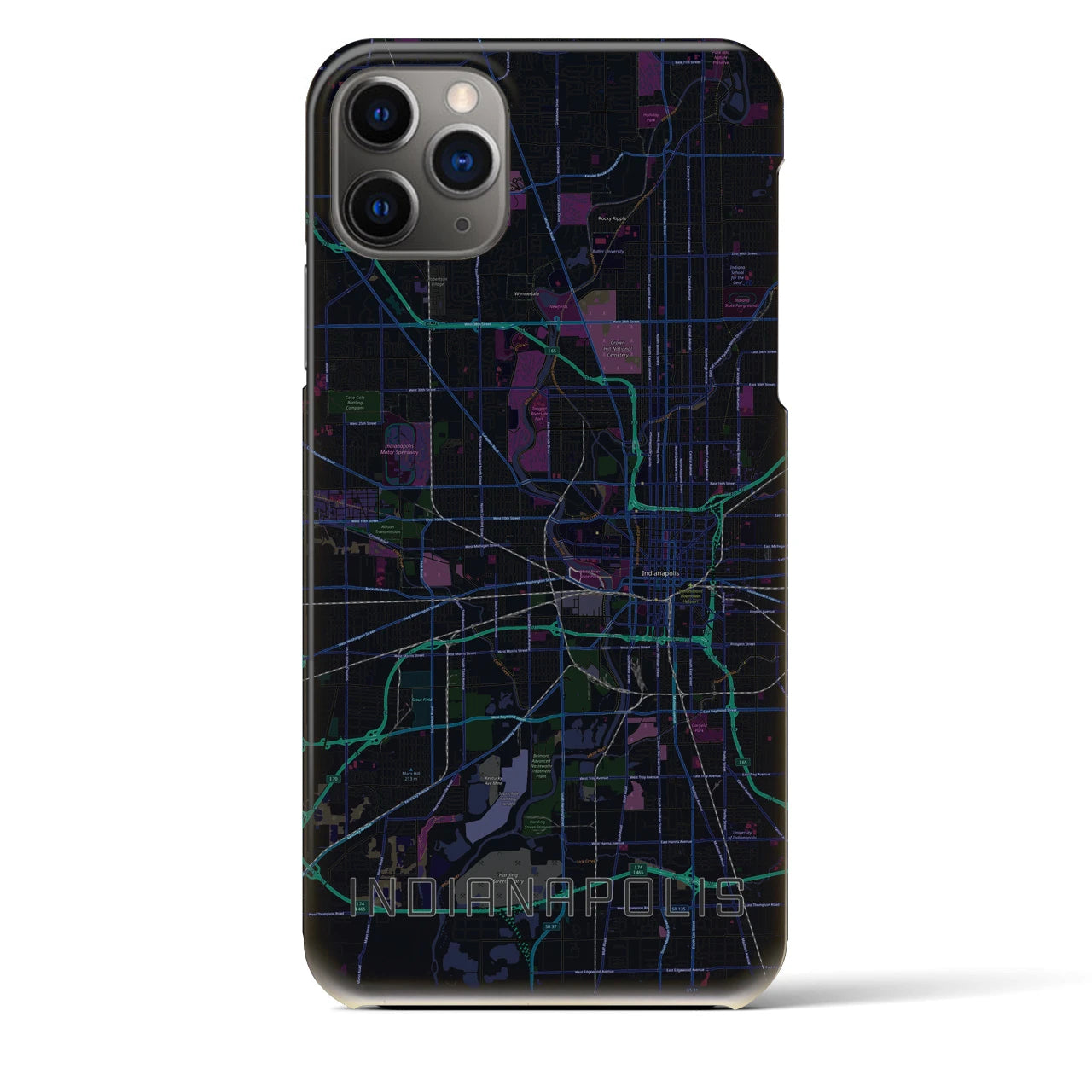 【インディアナポリス(アメリカ)】地図柄iPhoneケース(バックカバータイプ)