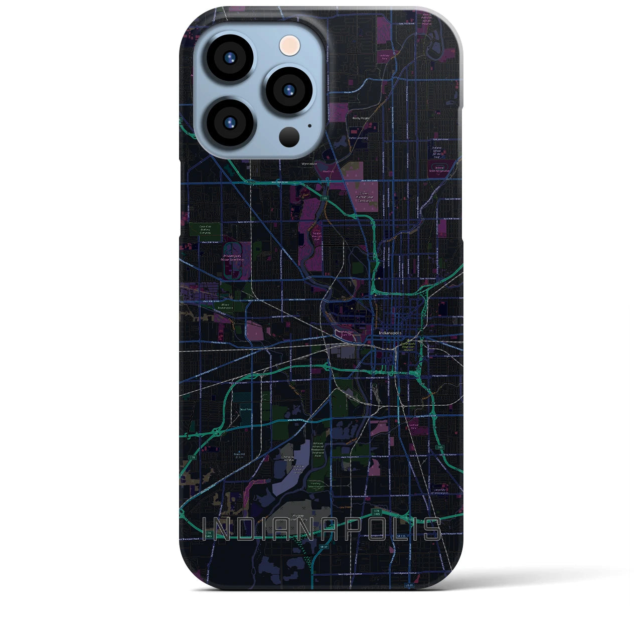 【インディアナポリス(アメリカ)】地図柄iPhoneケース(バックカバータイプ)