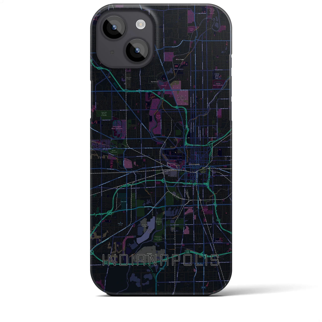 【インディアナポリス(アメリカ)】地図柄iPhoneケース(バックカバータイプ)