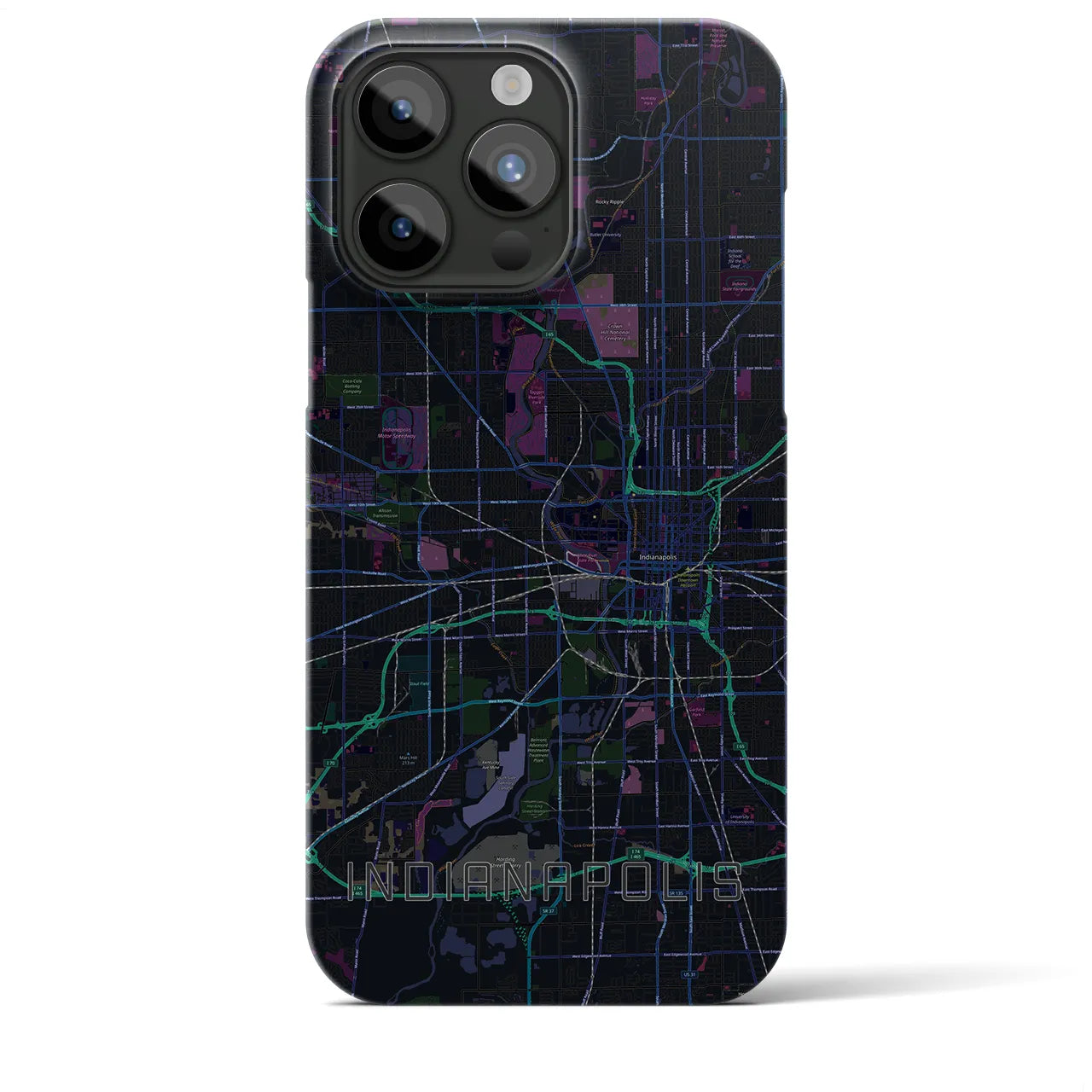 【インディアナポリス(アメリカ)】地図柄iPhoneケース(バックカバータイプ)