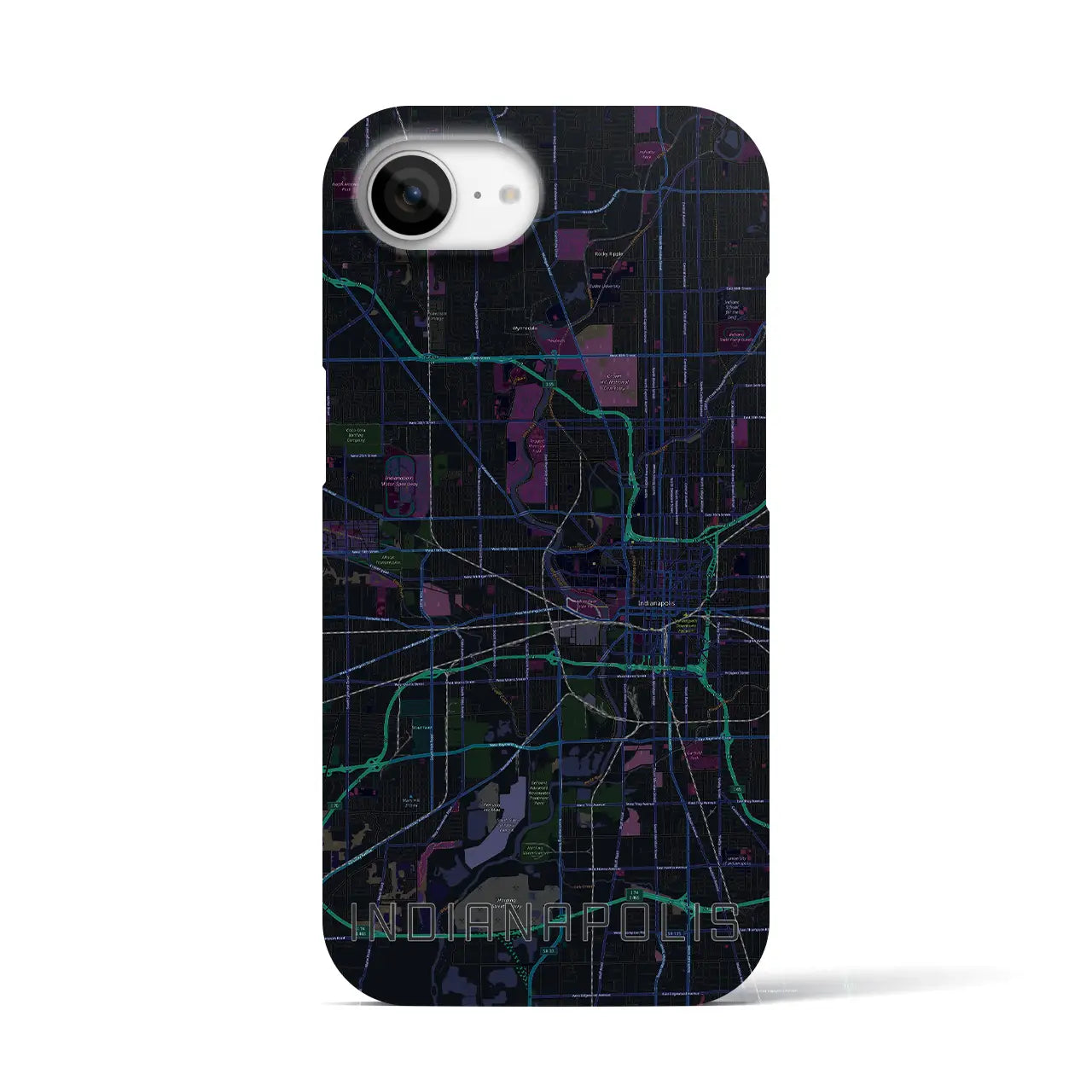 【インディアナポリス(アメリカ)】地図柄iPhoneケース(バックカバータイプ)