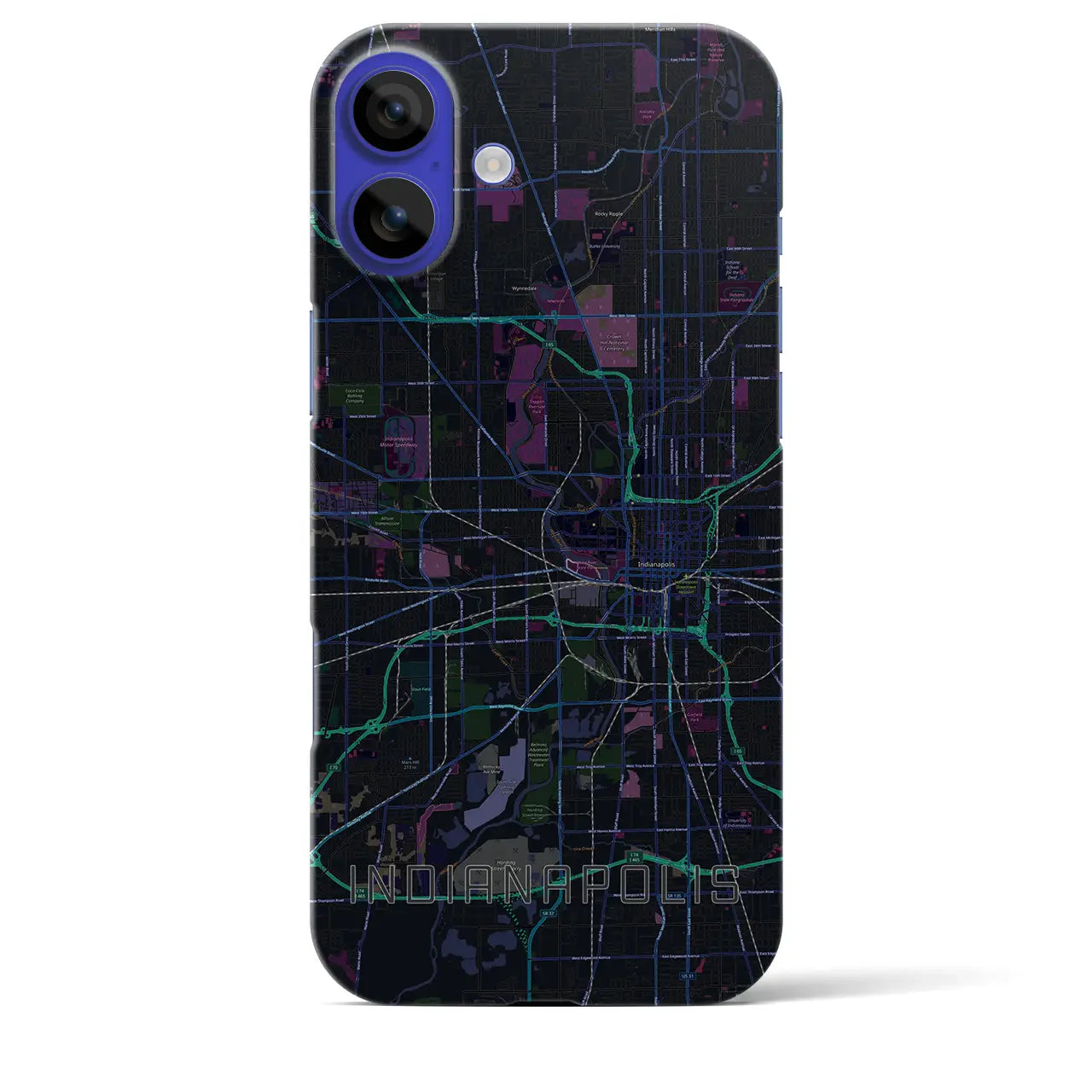 【インディアナポリス(アメリカ)】地図柄iPhoneケース(バックカバータイプ)