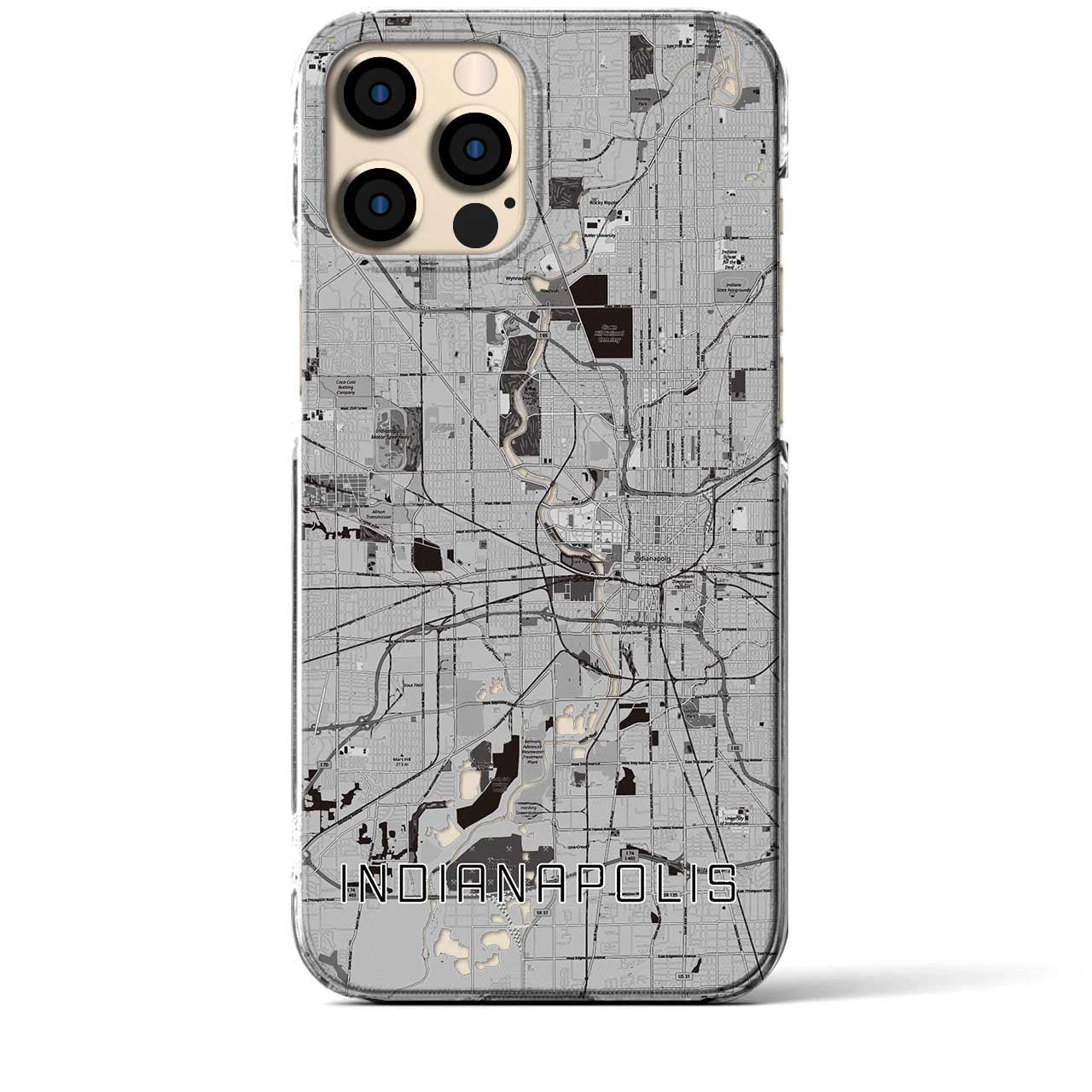 【インディアナポリス(アメリカ)】地図柄iPhoneケース(クリアタイプ)