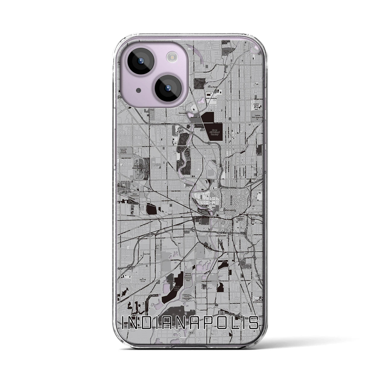 【インディアナポリス(アメリカ)】地図柄iPhoneケース(クリアタイプ)