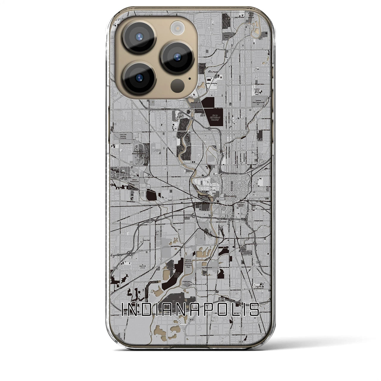 【インディアナポリス(アメリカ)】地図柄iPhoneケース(クリアタイプ)