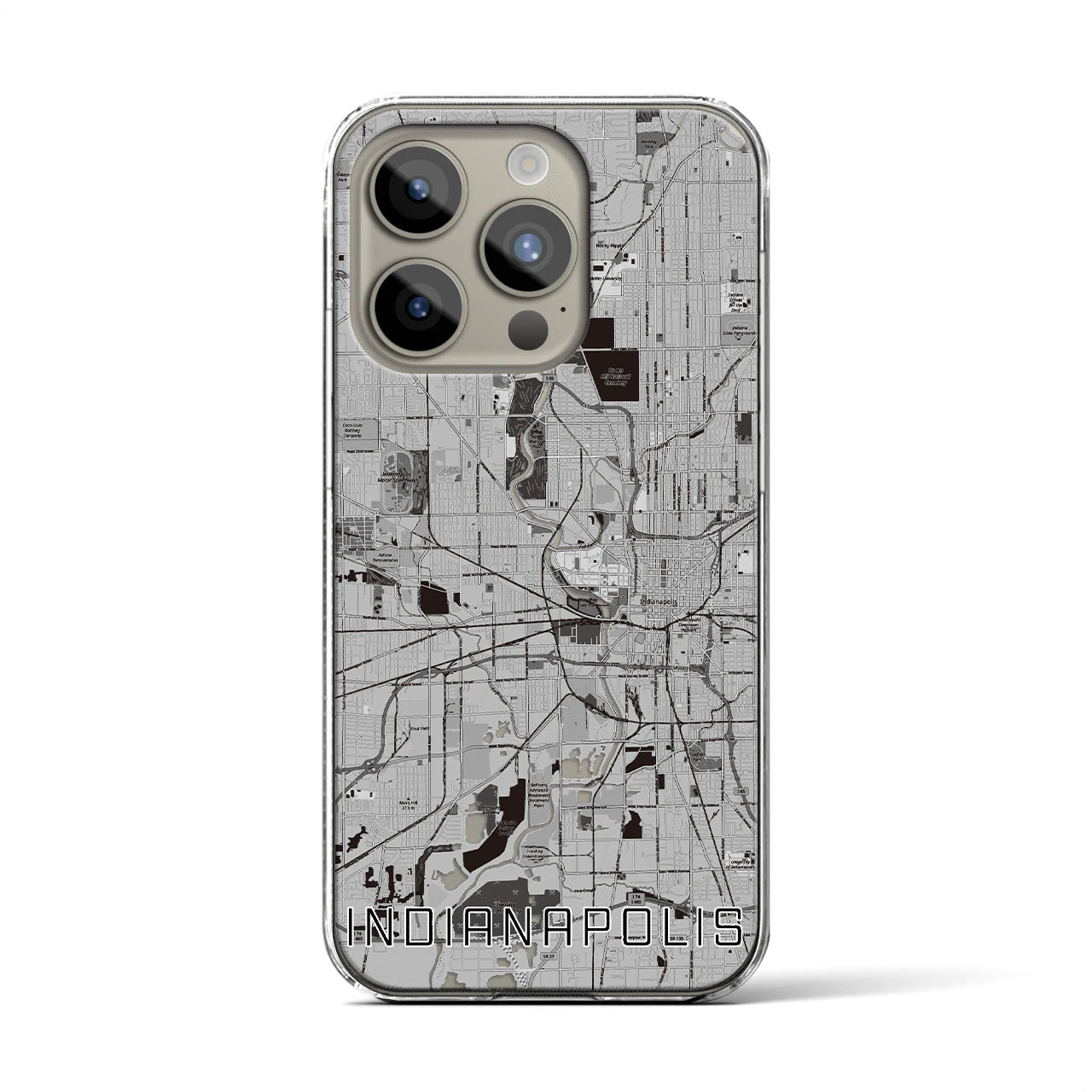 【インディアナポリス(アメリカ)】地図柄iPhoneケース(クリアタイプ)