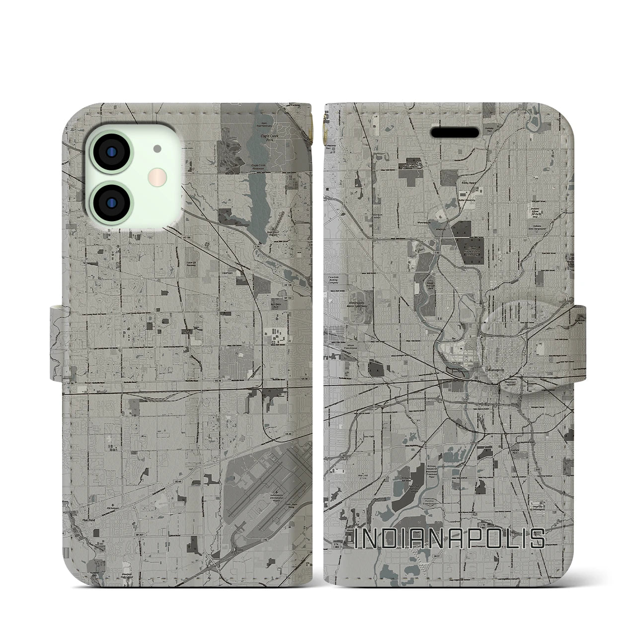 【インディアナポリス(アメリカ)】地図柄iPhoneケース(手帳タイプ)