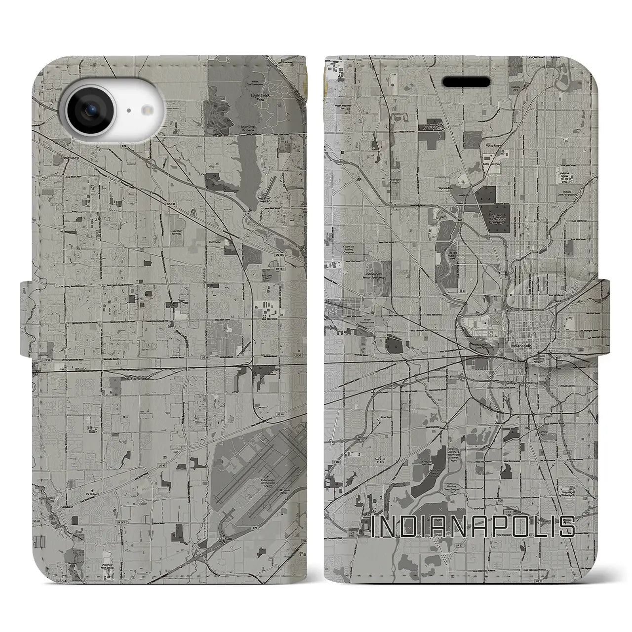 【インディアナポリス(アメリカ)】地図柄iPhoneケース(手帳タイプ)