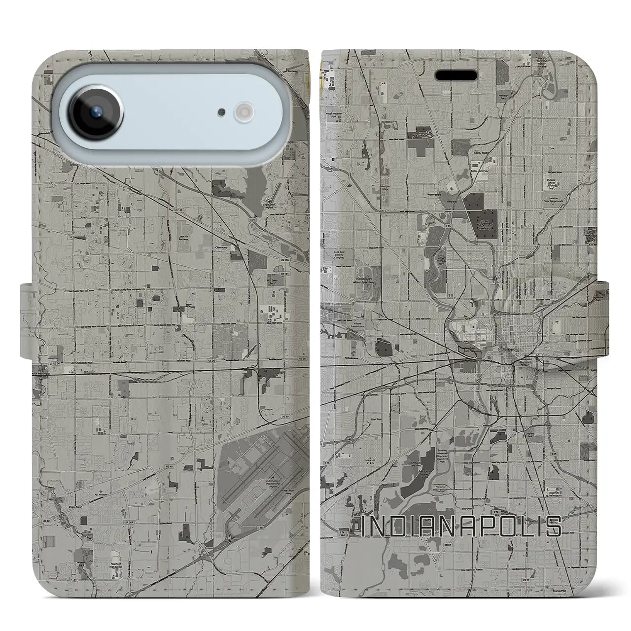 【インディアナポリス(アメリカ)】地図柄iPhoneケース(手帳タイプ)