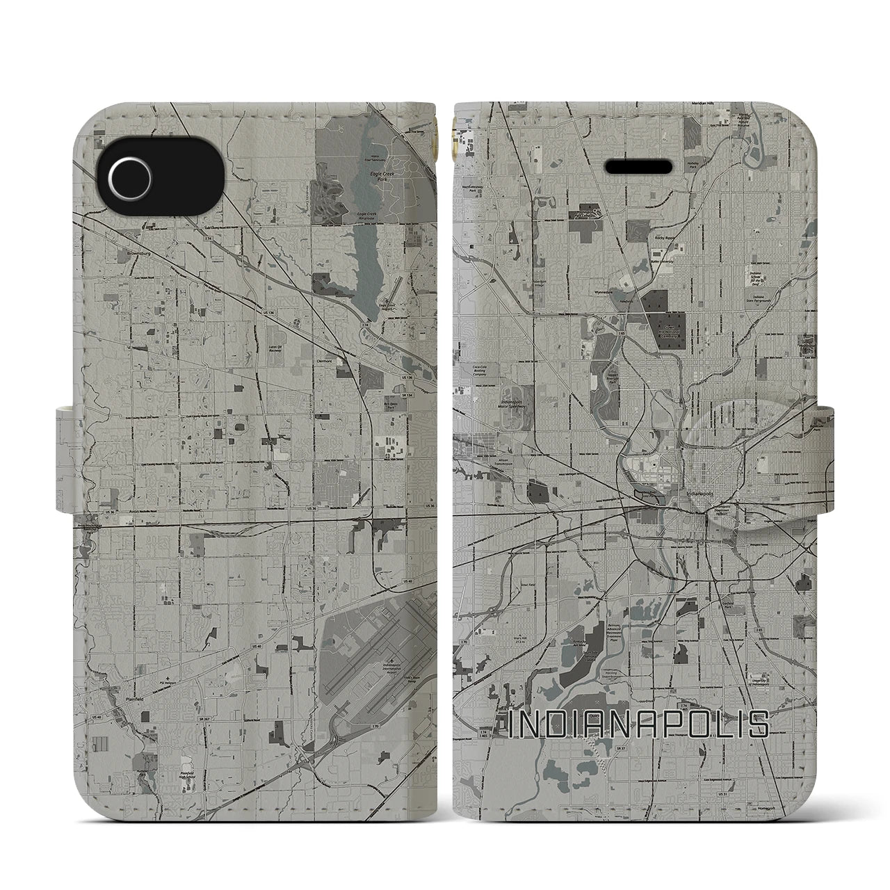 【インディアナポリス(アメリカ)】地図柄iPhoneケース(手帳タイプ)