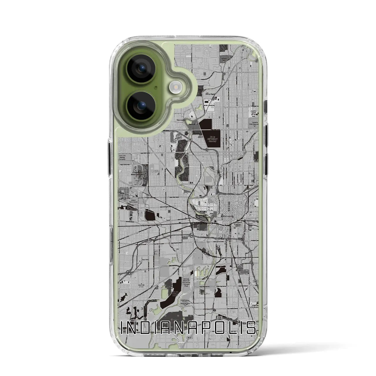 【インディアナポリス(アメリカ)】地図柄iPhoneケース(MagSafeタイプ)