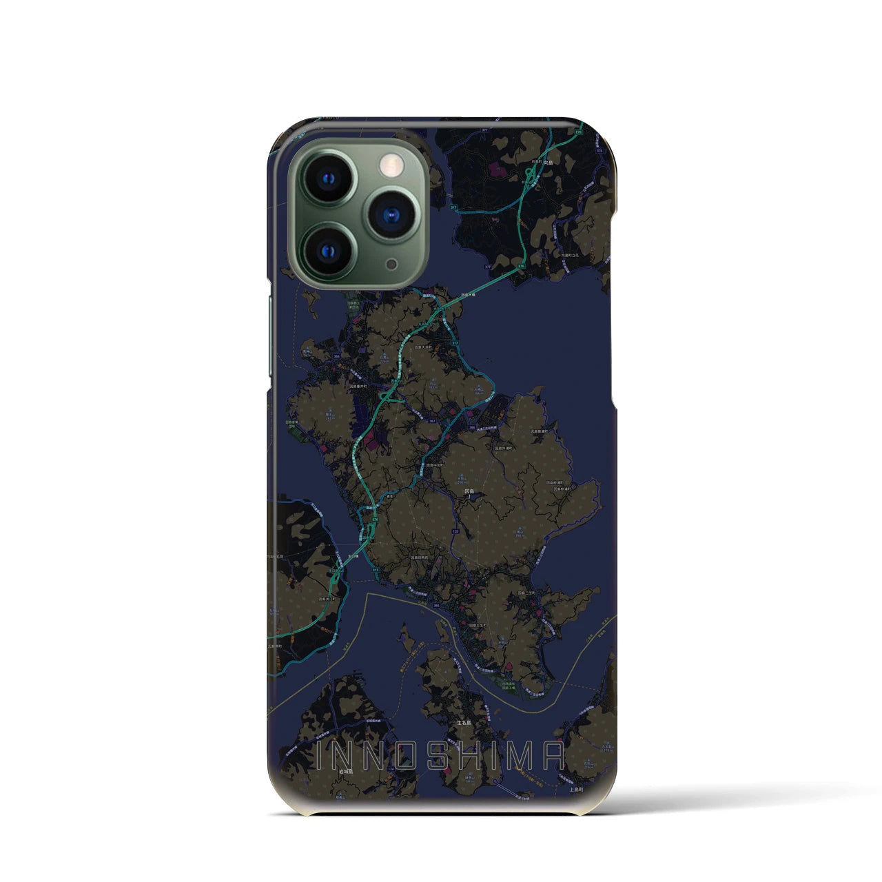 【因島(広島県)】地図柄iPhoneケース(バックカバータイプ)