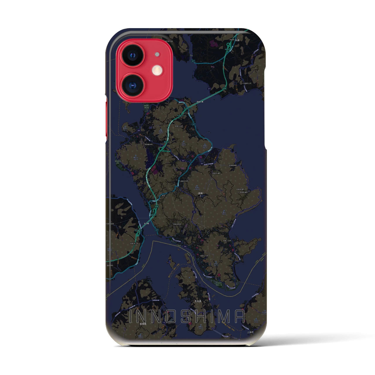 【因島(広島県)】地図柄iPhoneケース(バックカバータイプ)