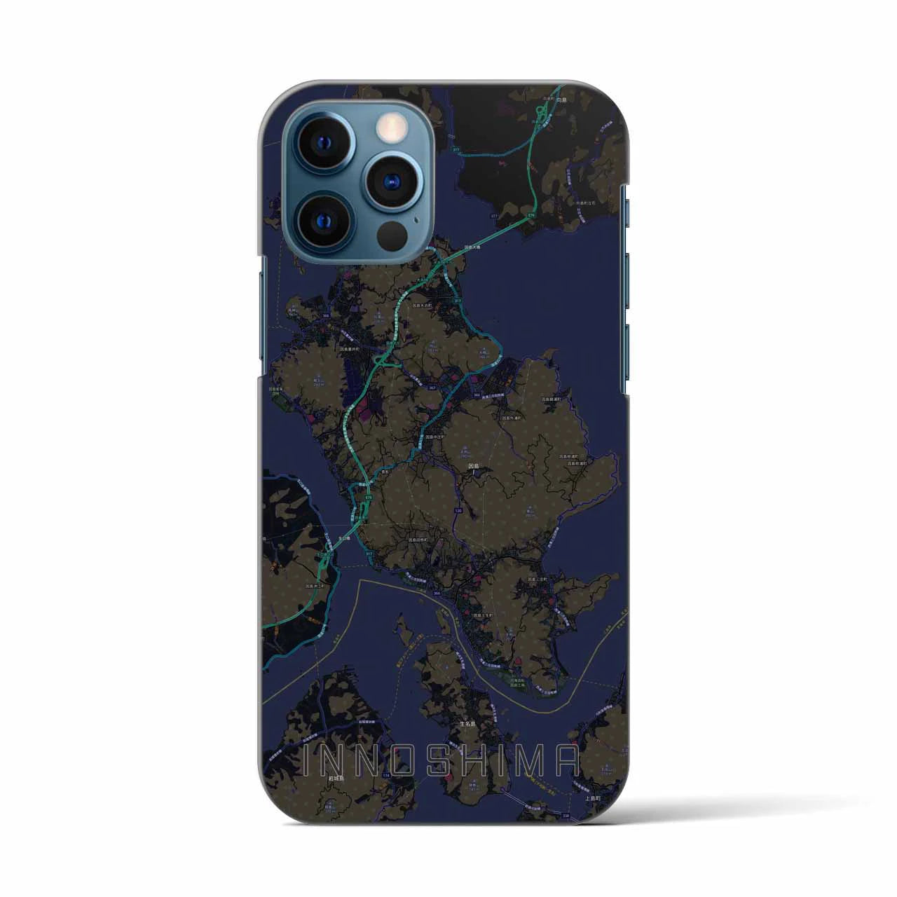 【因島(広島県)】地図柄iPhoneケース(バックカバータイプ)