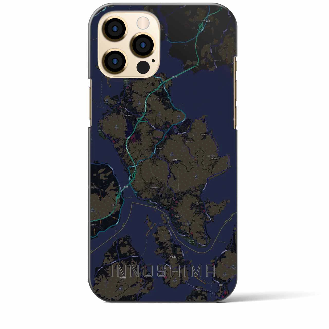【因島(広島県)】地図柄iPhoneケース(バックカバータイプ)