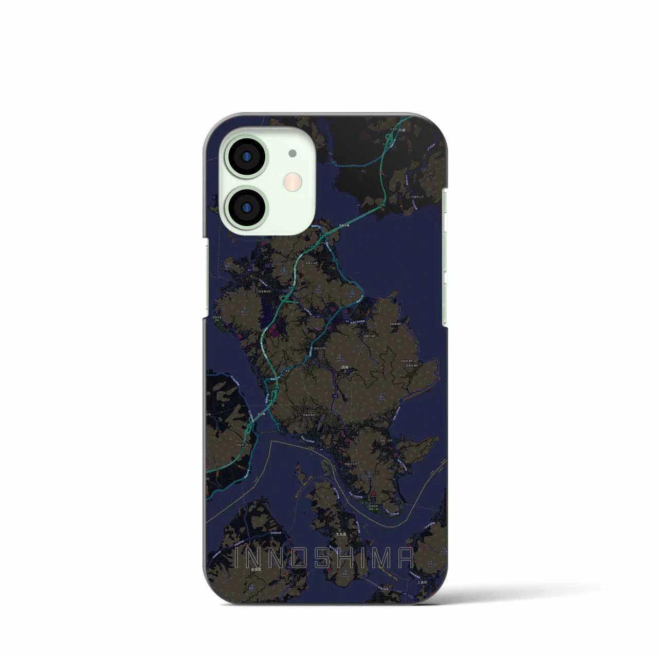 【因島(広島県)】地図柄iPhoneケース(バックカバータイプ)