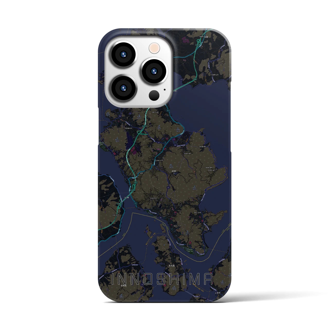 【因島(広島県)】地図柄iPhoneケース(バックカバータイプ)