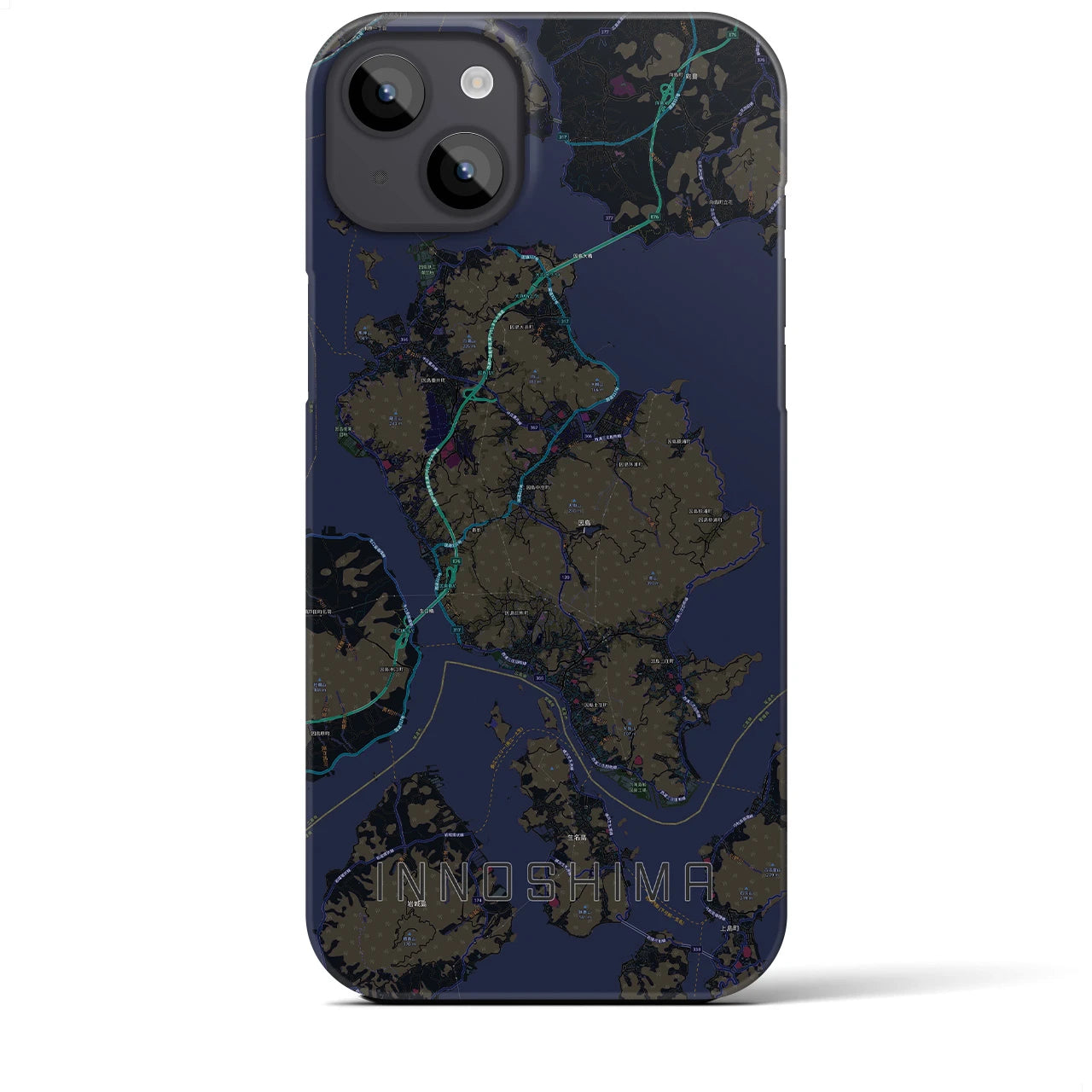 【因島(広島県)】地図柄iPhoneケース(バックカバータイプ)