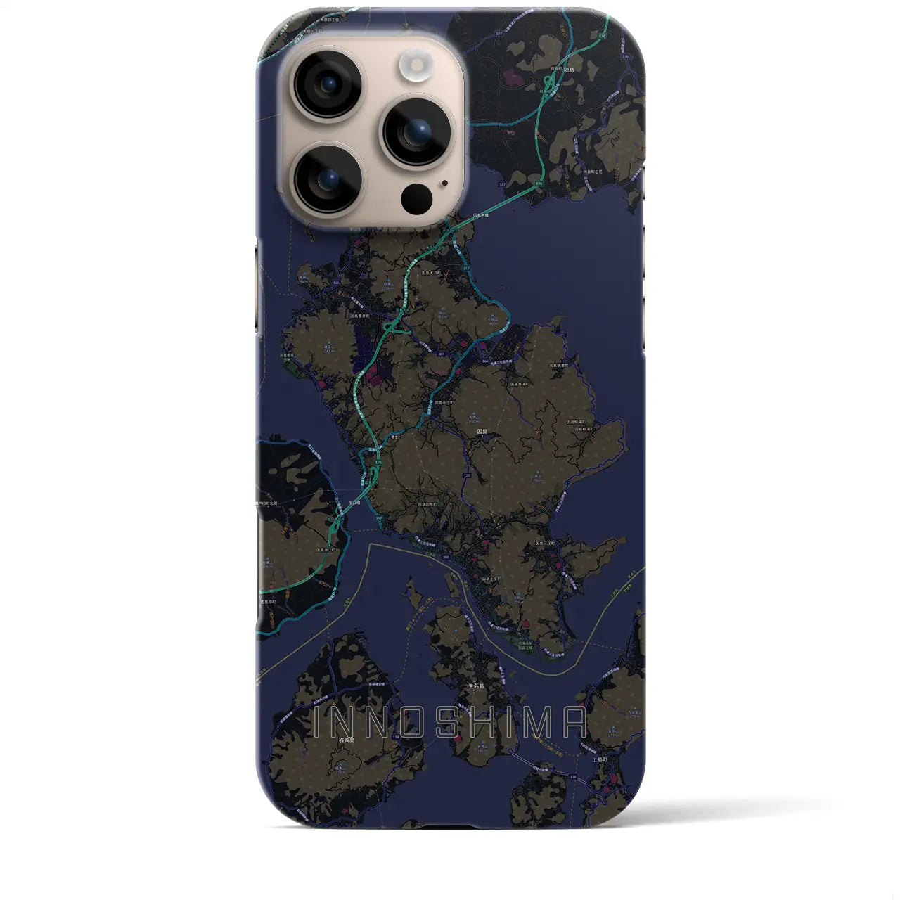 【因島(広島県)】地図柄iPhoneケース(バックカバータイプ)