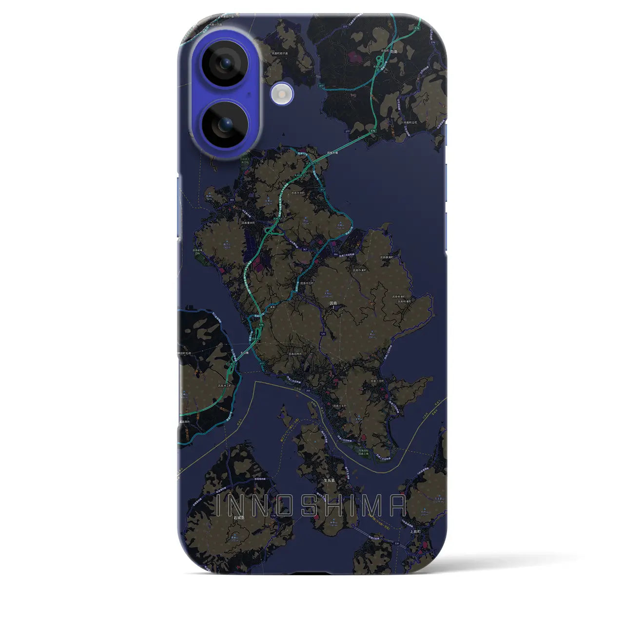 【因島(広島県)】地図柄iPhoneケース(バックカバータイプ)