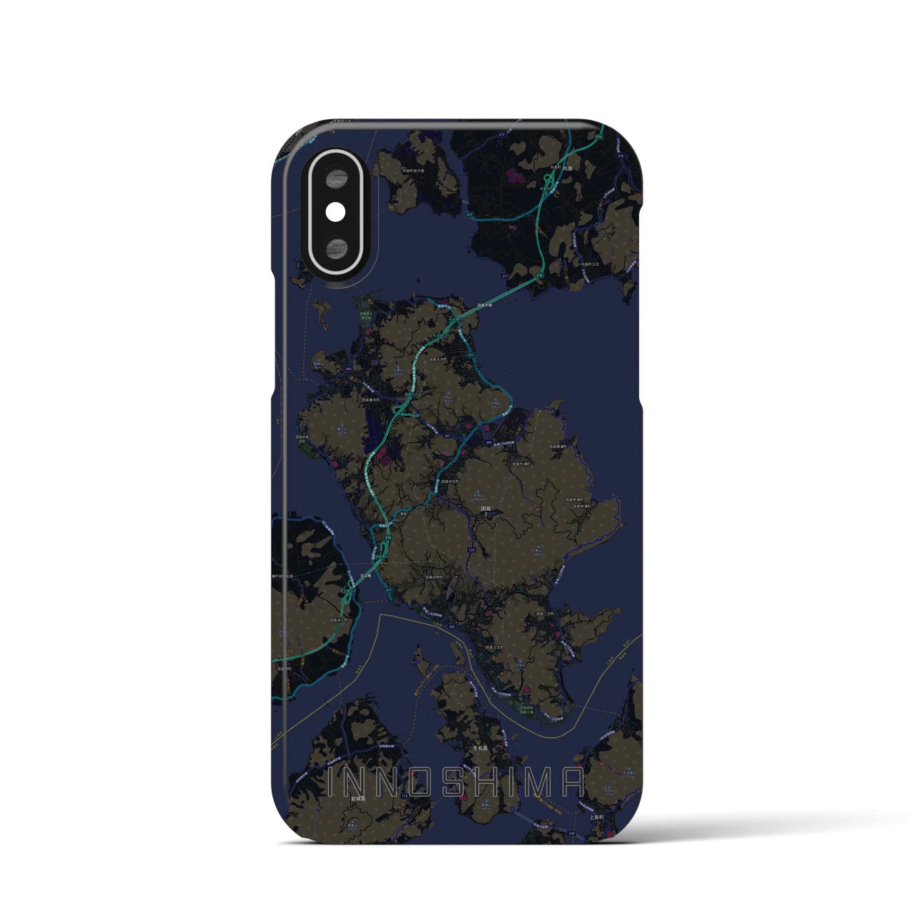 【因島(広島県)】地図柄iPhoneケース(バックカバータイプ)