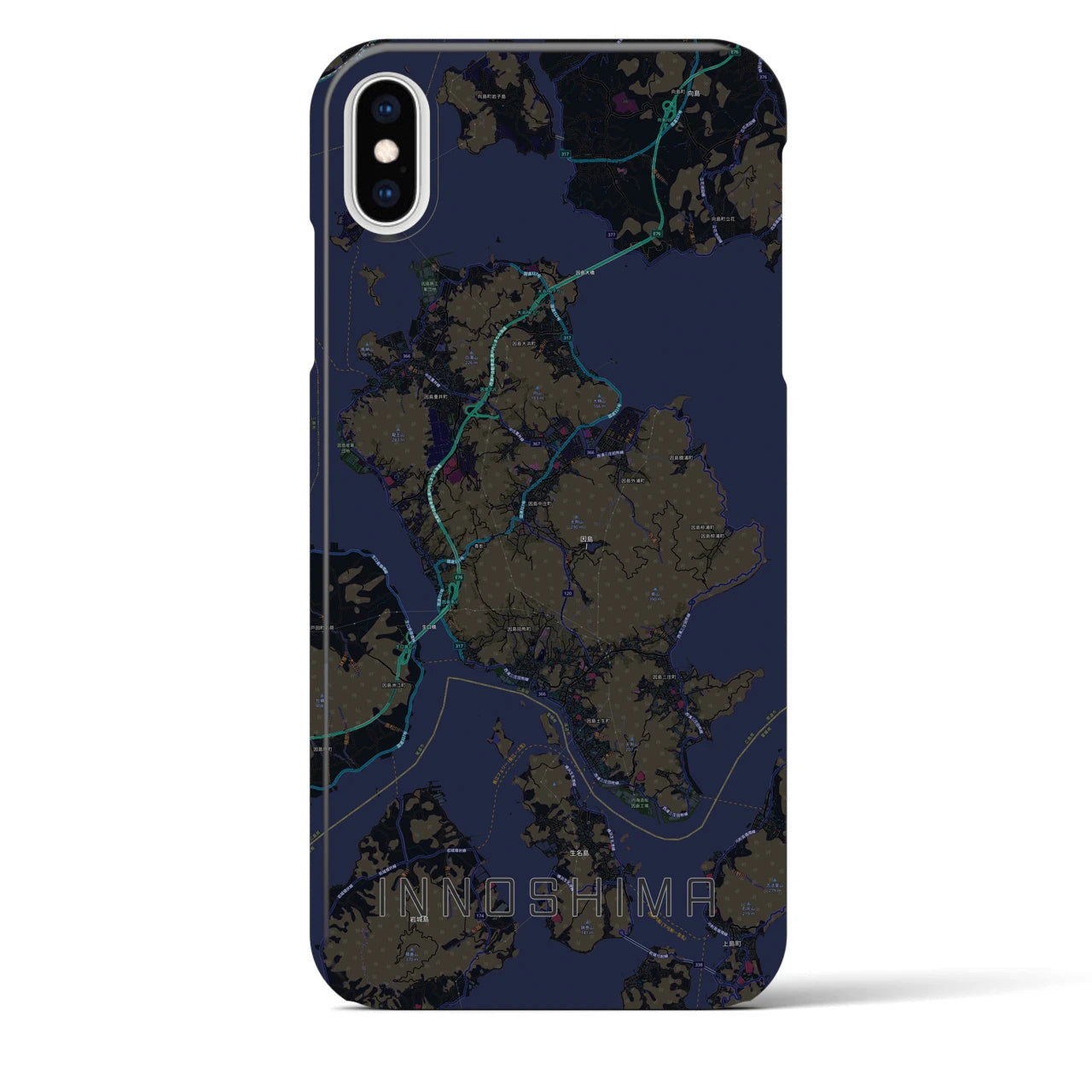 【因島(広島県)】地図柄iPhoneケース(バックカバータイプ)