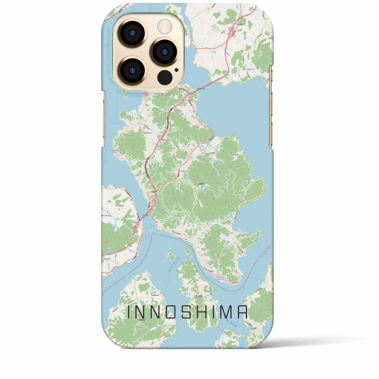 【因島(広島県)】地図柄iPhoneケース(バックカバータイプ)