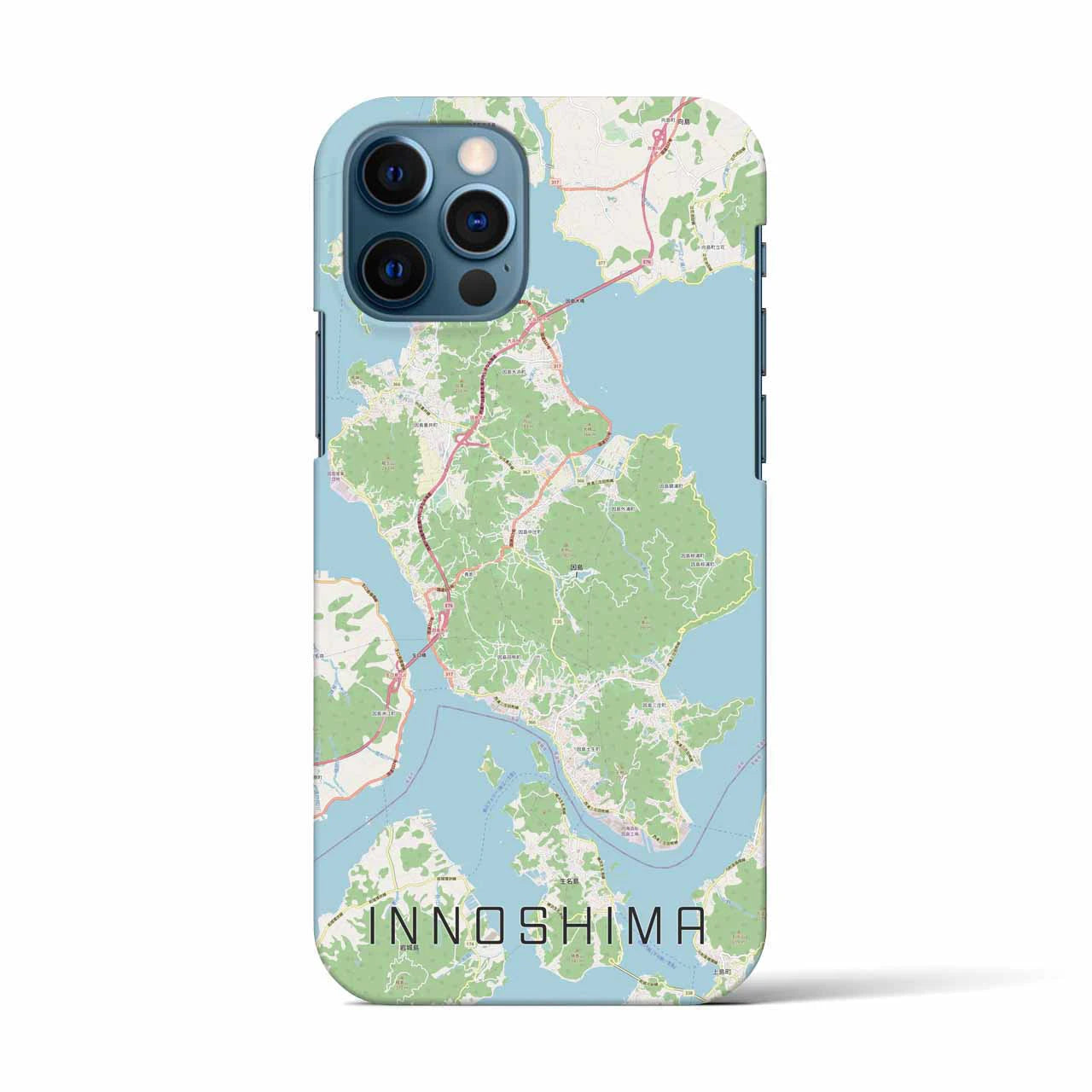 【因島(広島県)】地図柄iPhoneケース(バックカバータイプ)