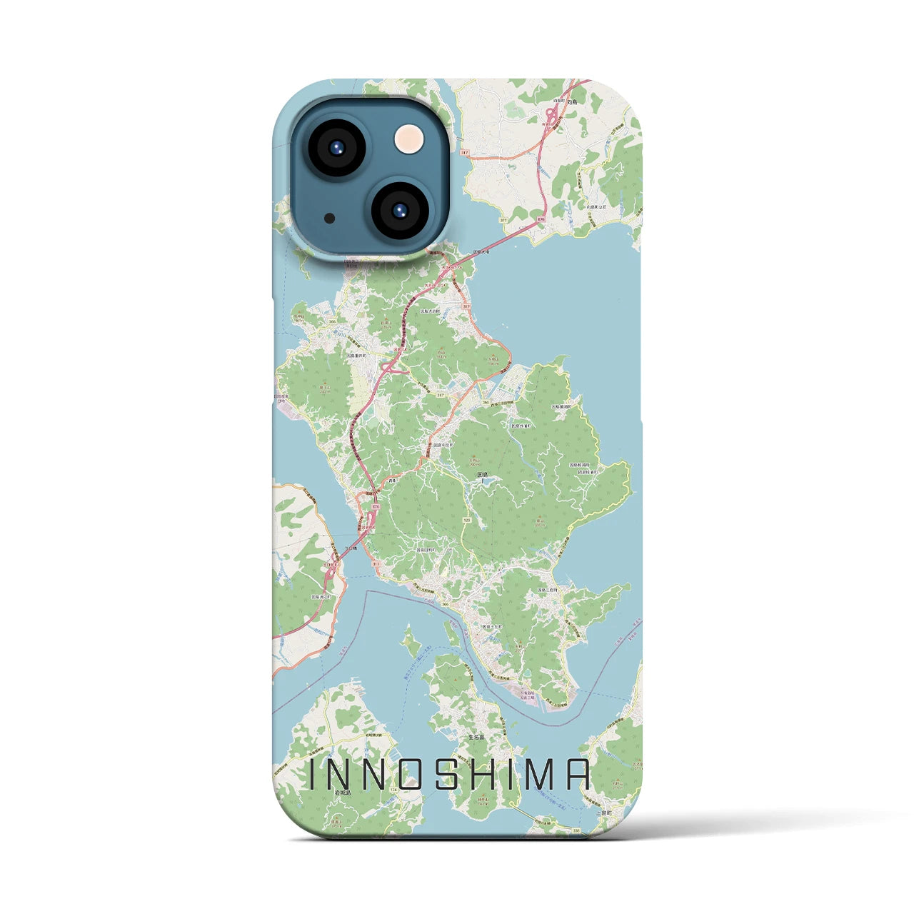 【因島(広島県)】地図柄iPhoneケース(バックカバータイプ)
