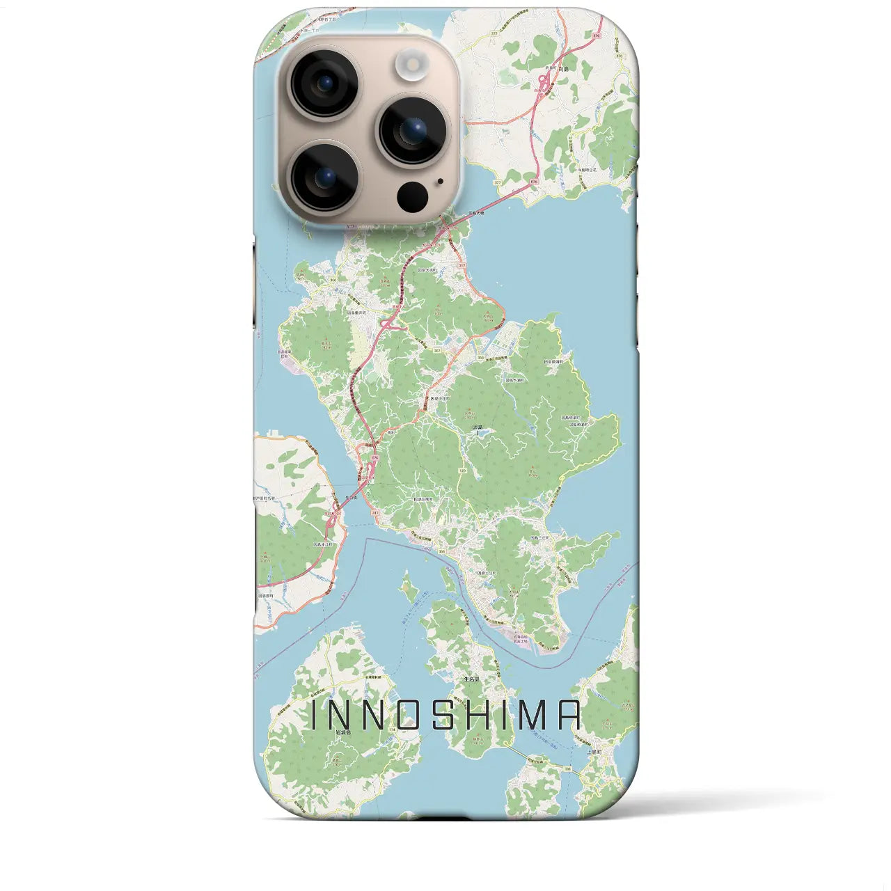 【因島(広島県)】地図柄iPhoneケース(バックカバータイプ)