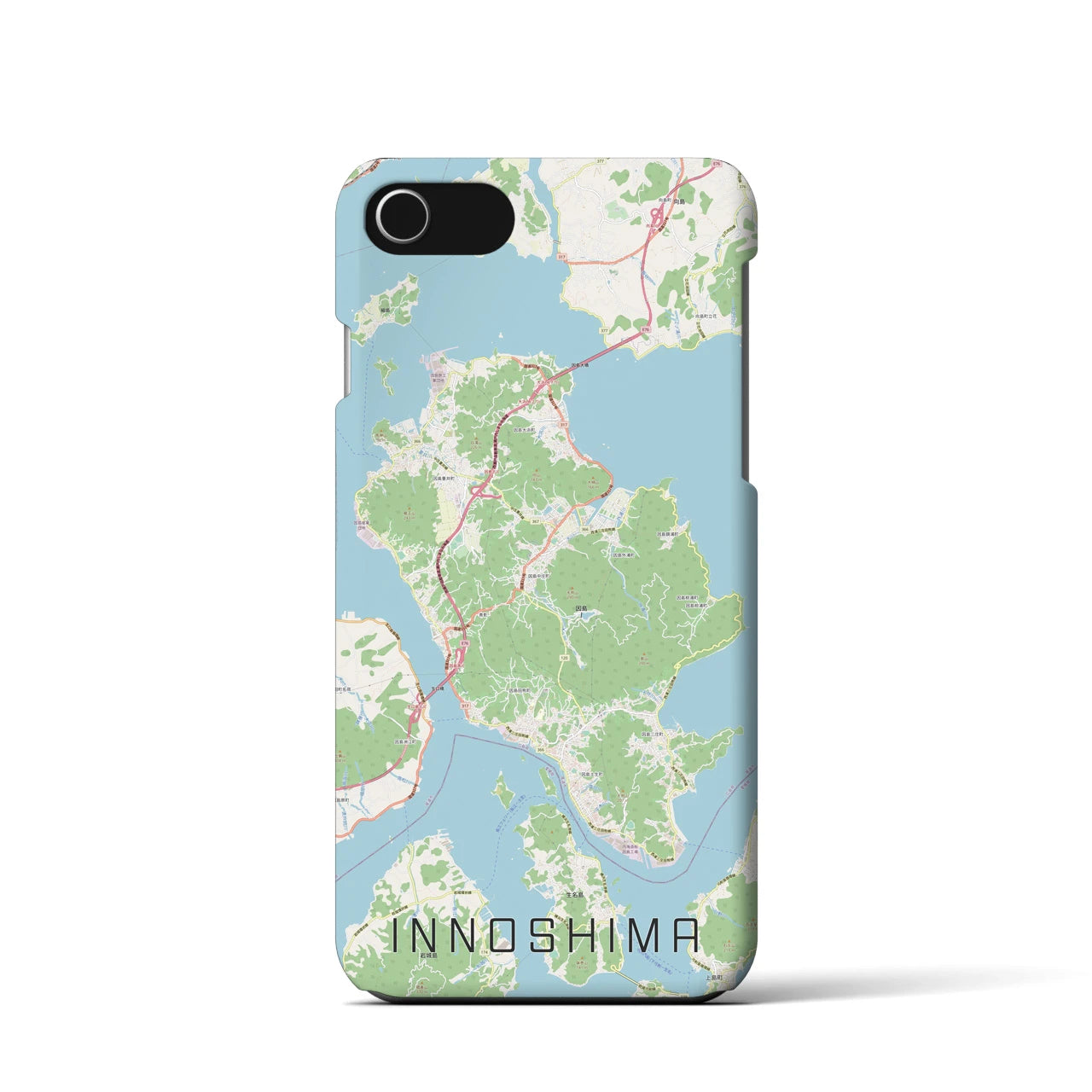【因島(広島県)】地図柄iPhoneケース(バックカバータイプ)