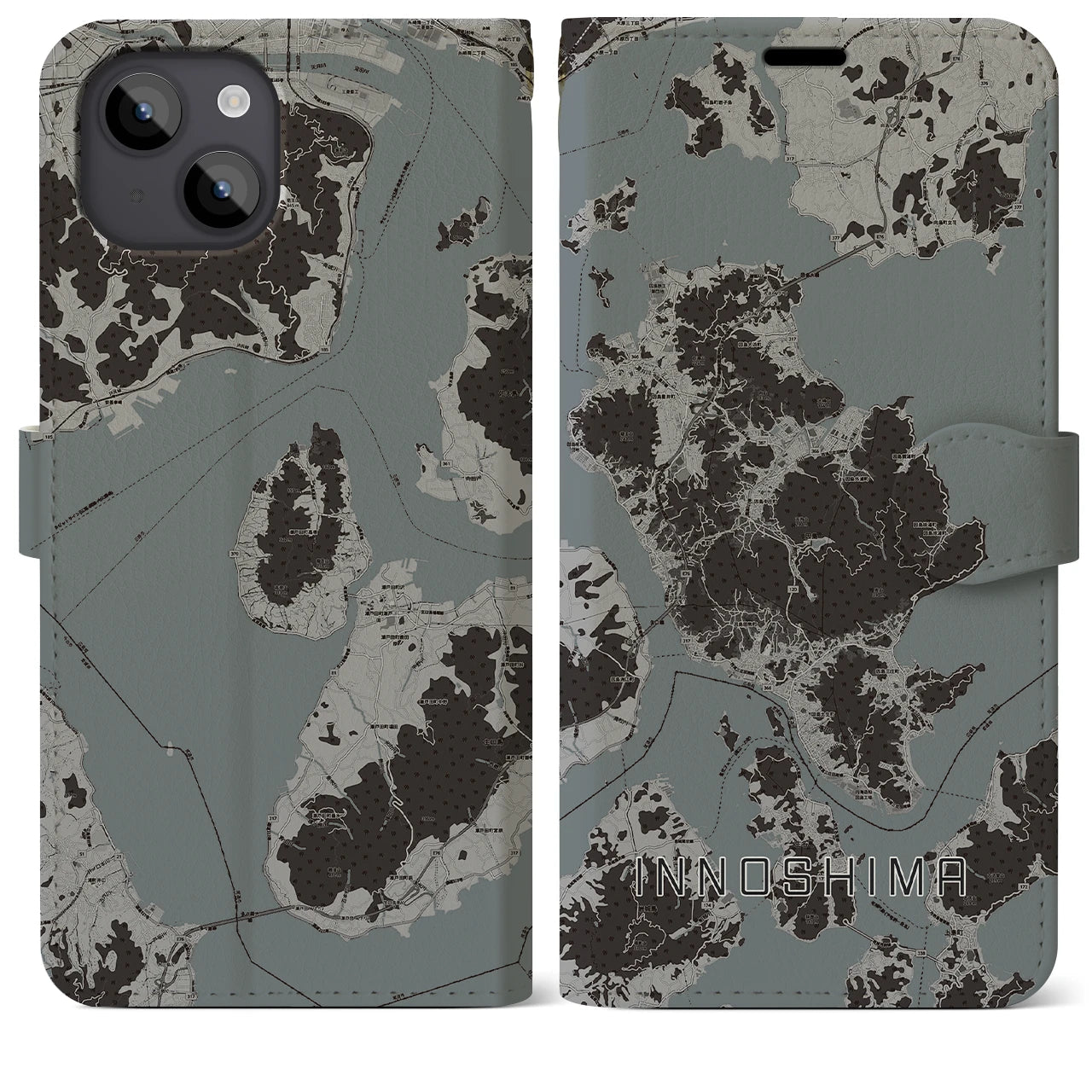 【因島(広島県)】地図柄iPhoneケース(手帳タイプ)