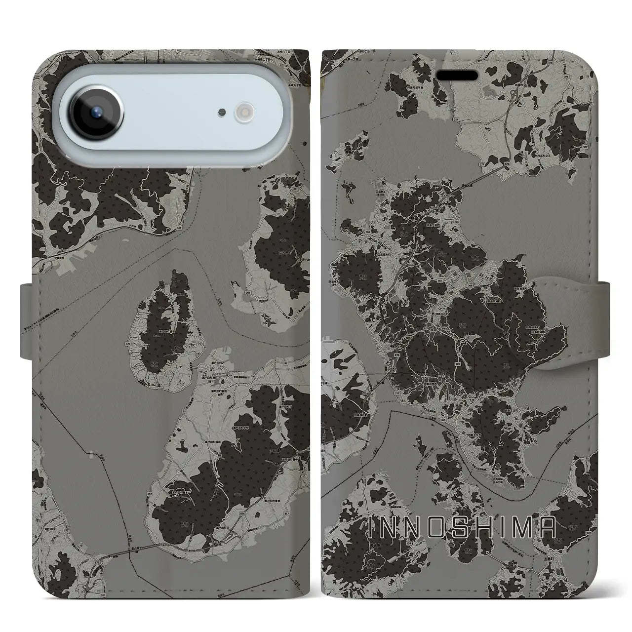 【因島(広島県)】地図柄iPhoneケース(手帳タイプ)