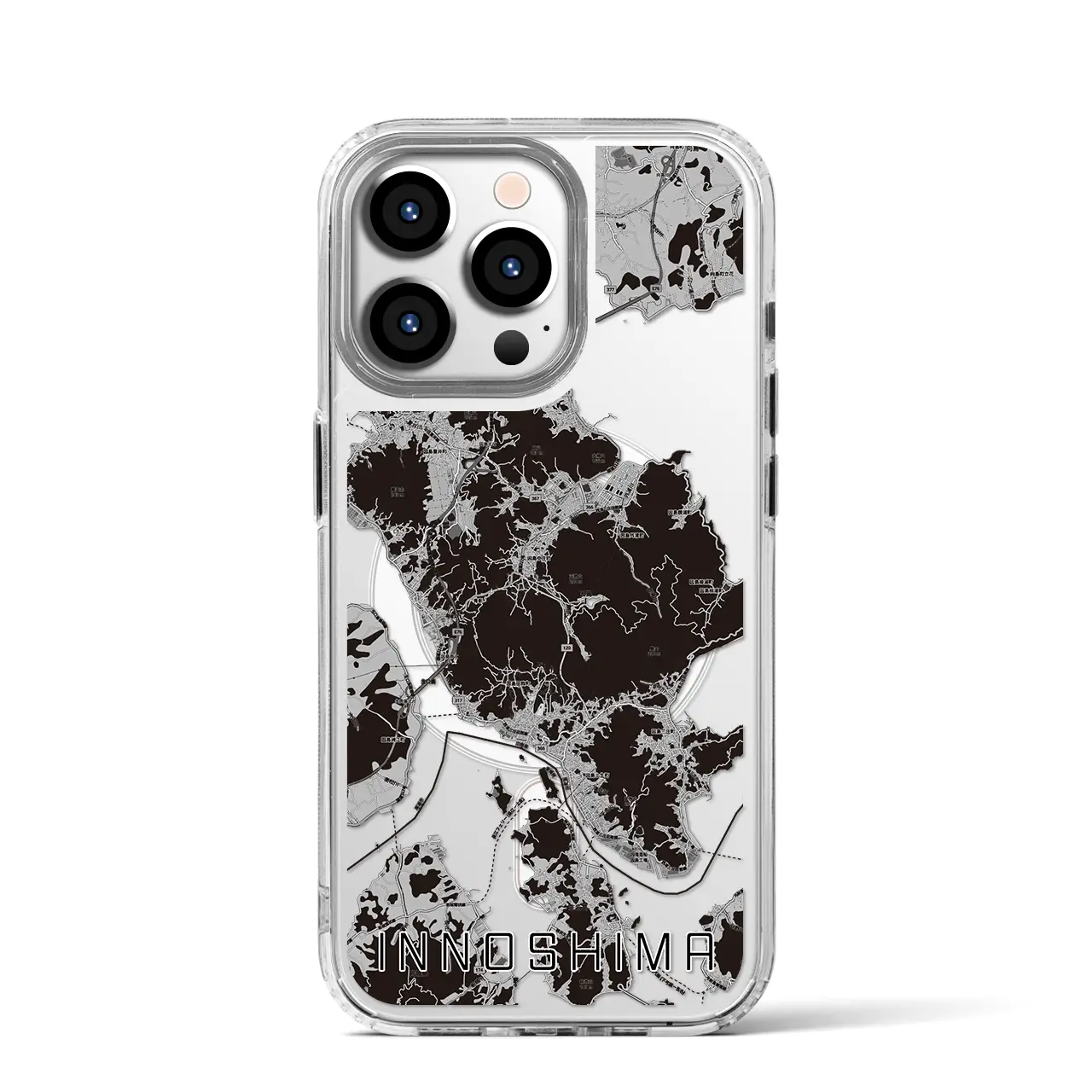【因島(広島県)】地図柄iPhoneケース(MagSafeタイプ)