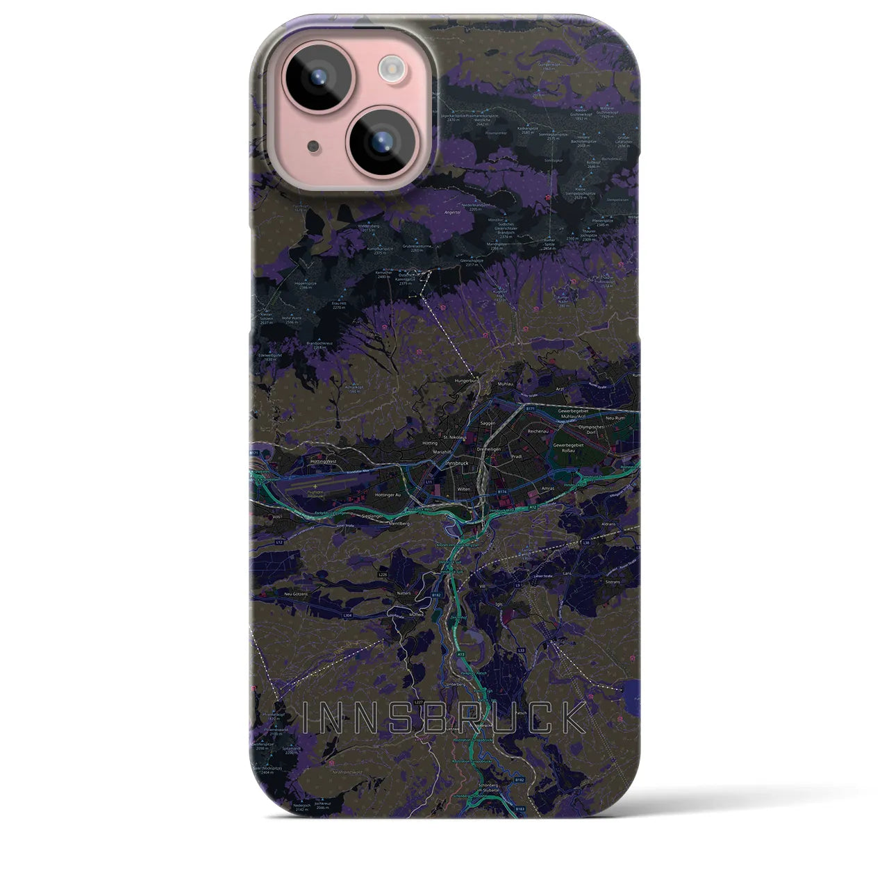 【インスブルック(オーストリア)】地図柄iPhoneケース(バックカバータイプ)