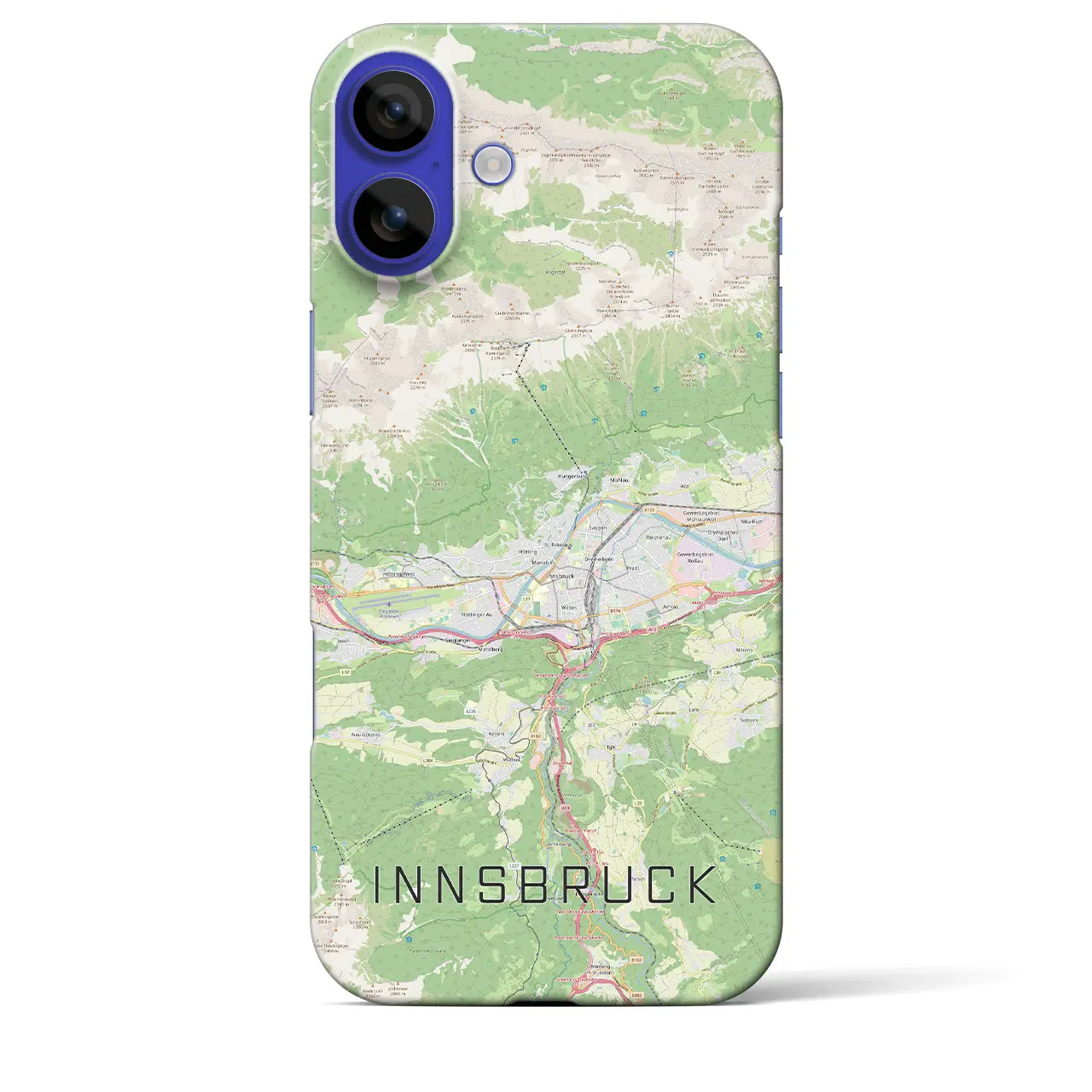 【インスブルック(オーストリア)】地図柄iPhoneケース(バックカバータイプ)ナチュラル・iPhone 16 Pro Max 用