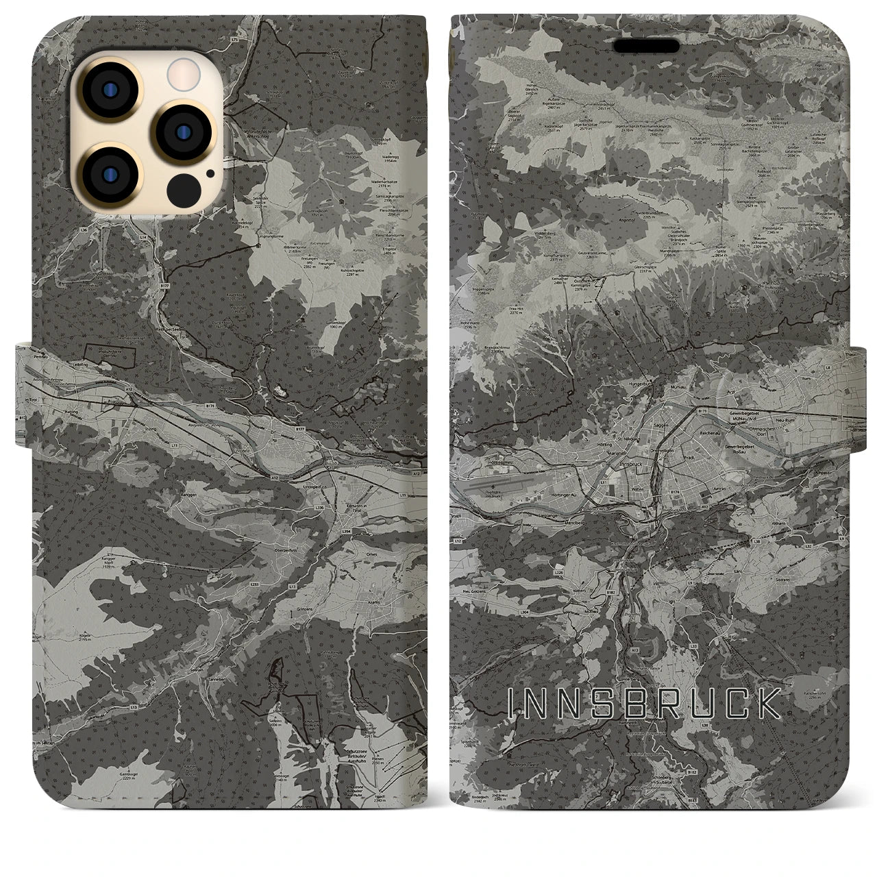 【インスブルック(オーストリア)】地図柄iPhoneケース(手帳タイプ)