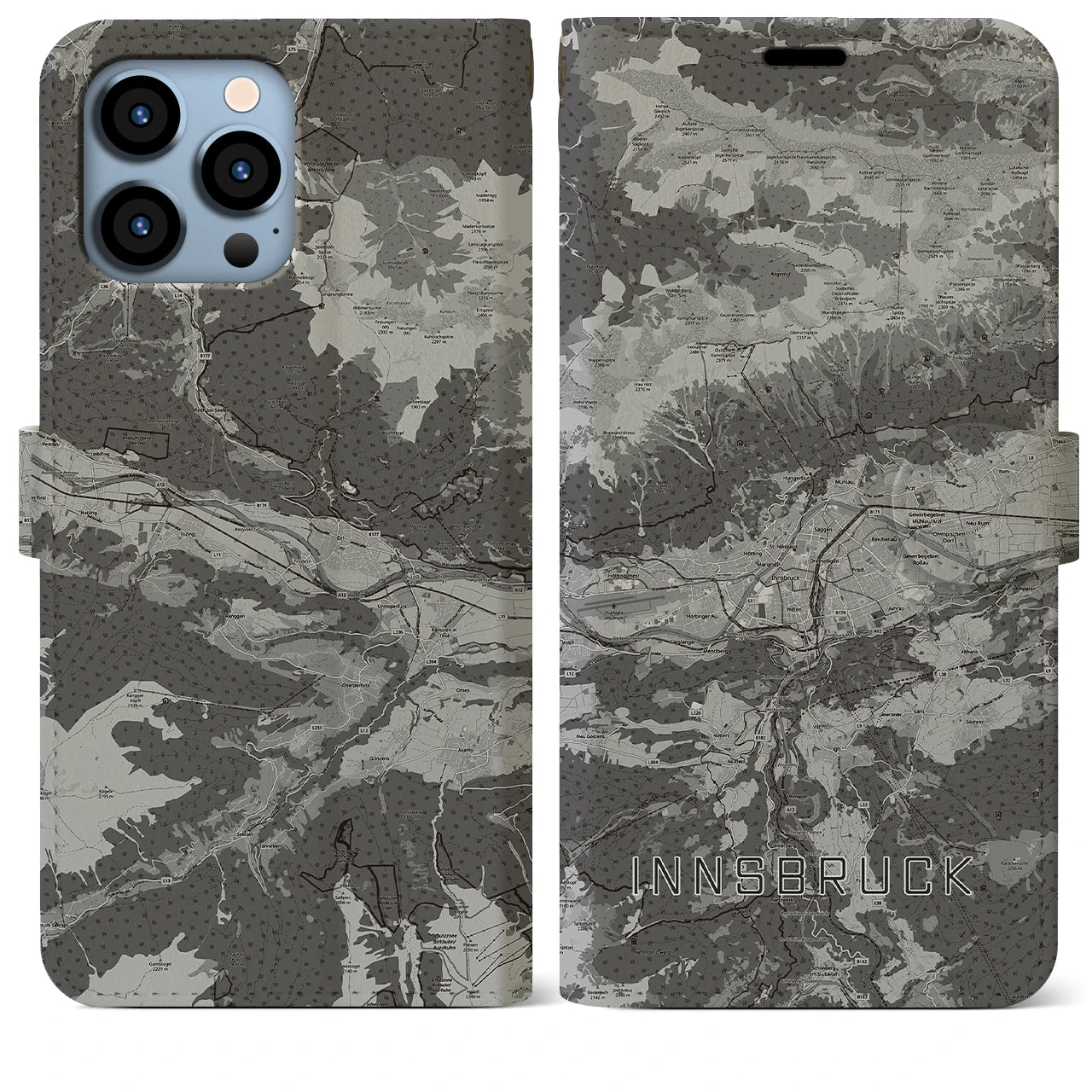 【インスブルック(オーストリア)】地図柄iPhoneケース(手帳タイプ)