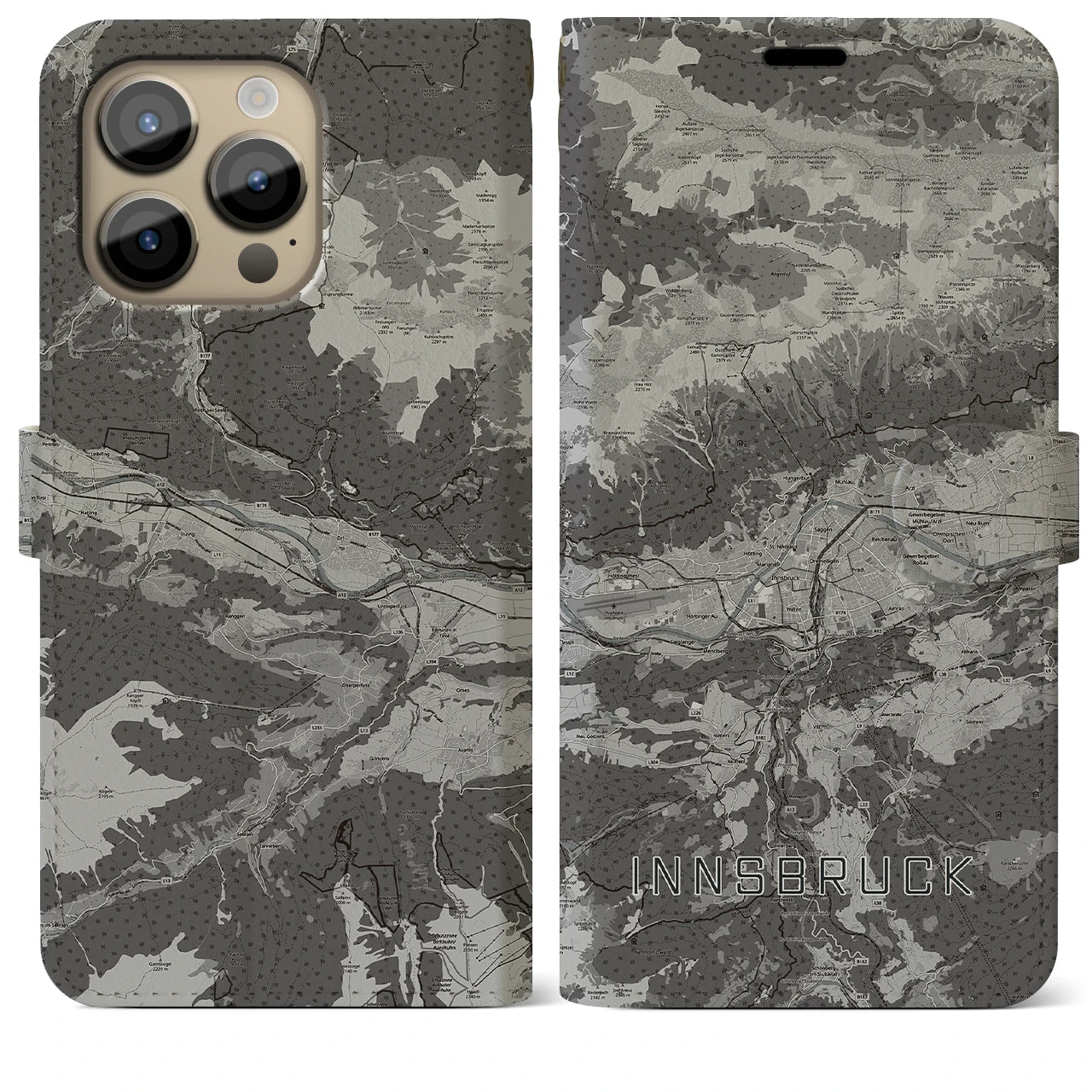 【インスブルック(オーストリア)】地図柄iPhoneケース(手帳タイプ)
