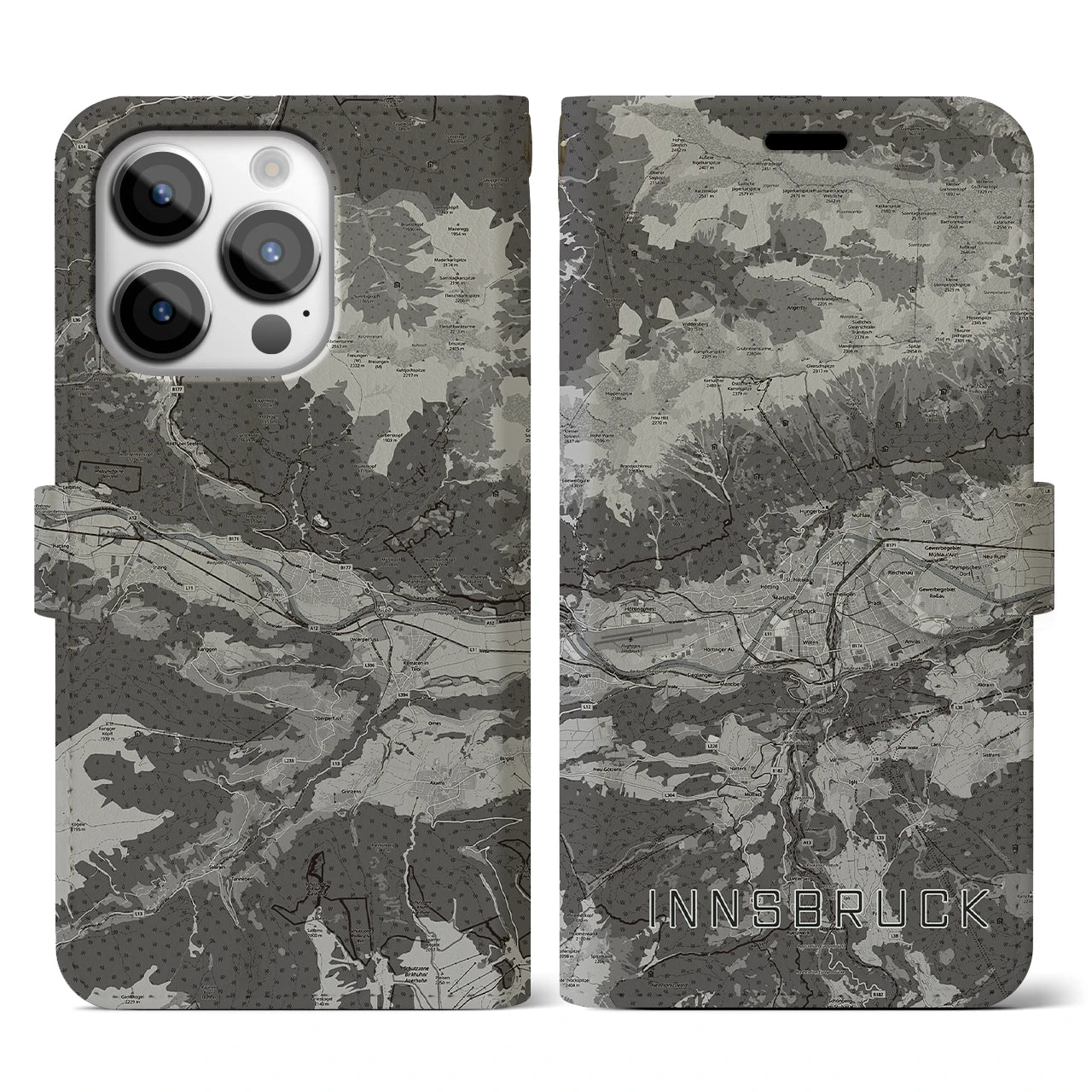 【インスブルック(オーストリア)】地図柄iPhoneケース(手帳タイプ)