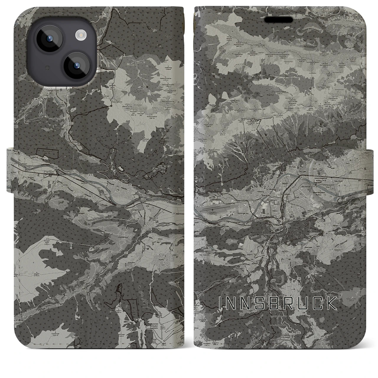 【インスブルック(オーストリア)】地図柄iPhoneケース(手帳タイプ)