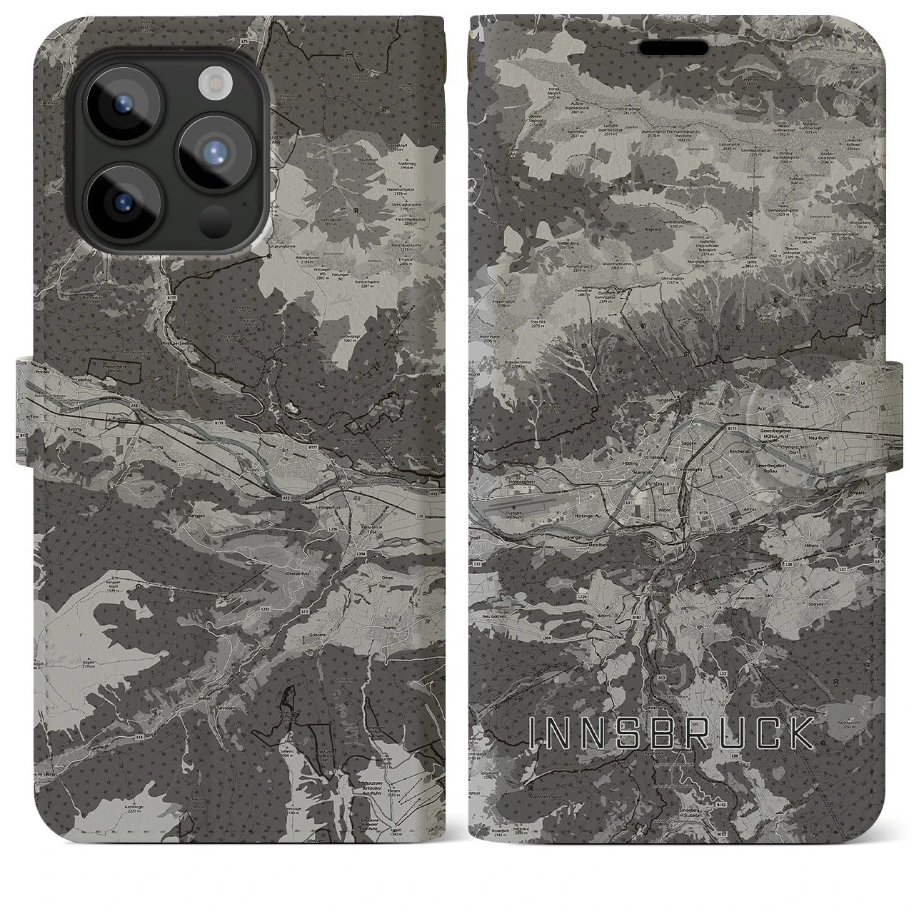 【インスブルック(オーストリア)】地図柄iPhoneケース(手帳タイプ)