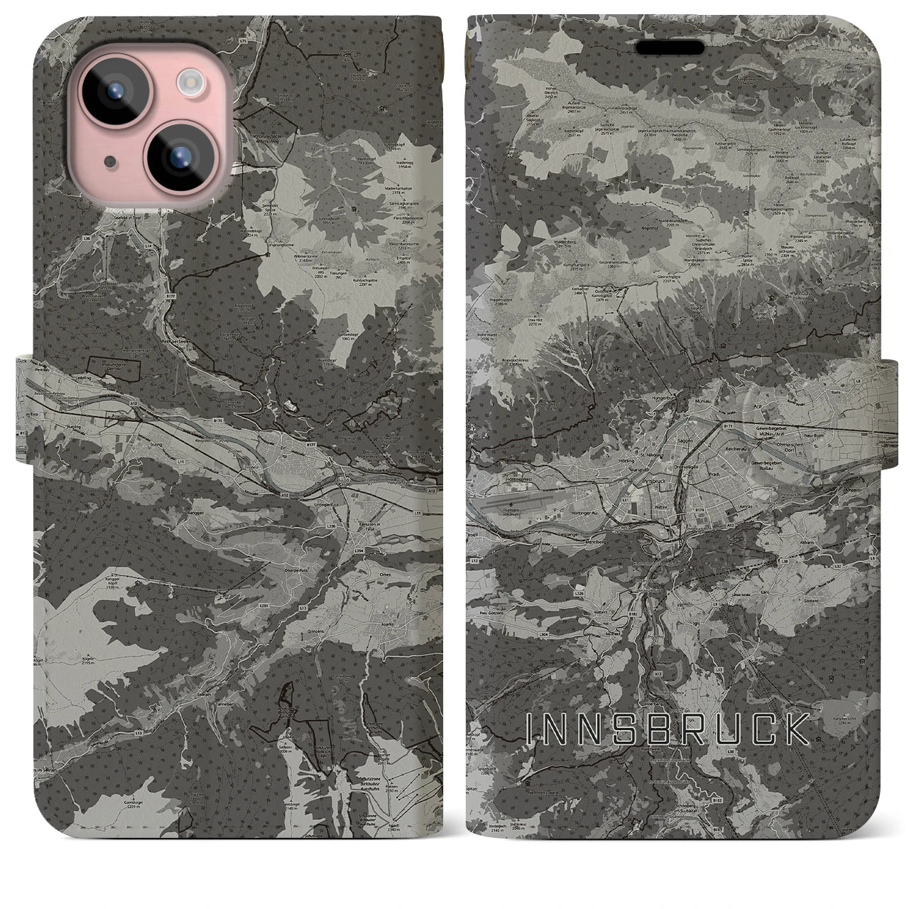 【インスブルック(オーストリア)】地図柄iPhoneケース(手帳タイプ)