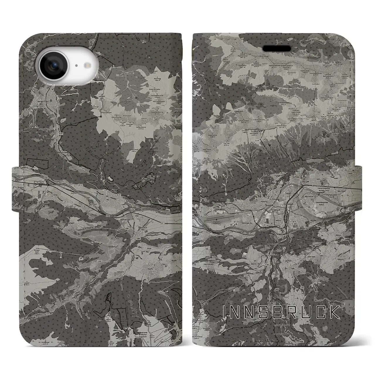 【インスブルック(オーストリア)】地図柄iPhoneケース(手帳タイプ)