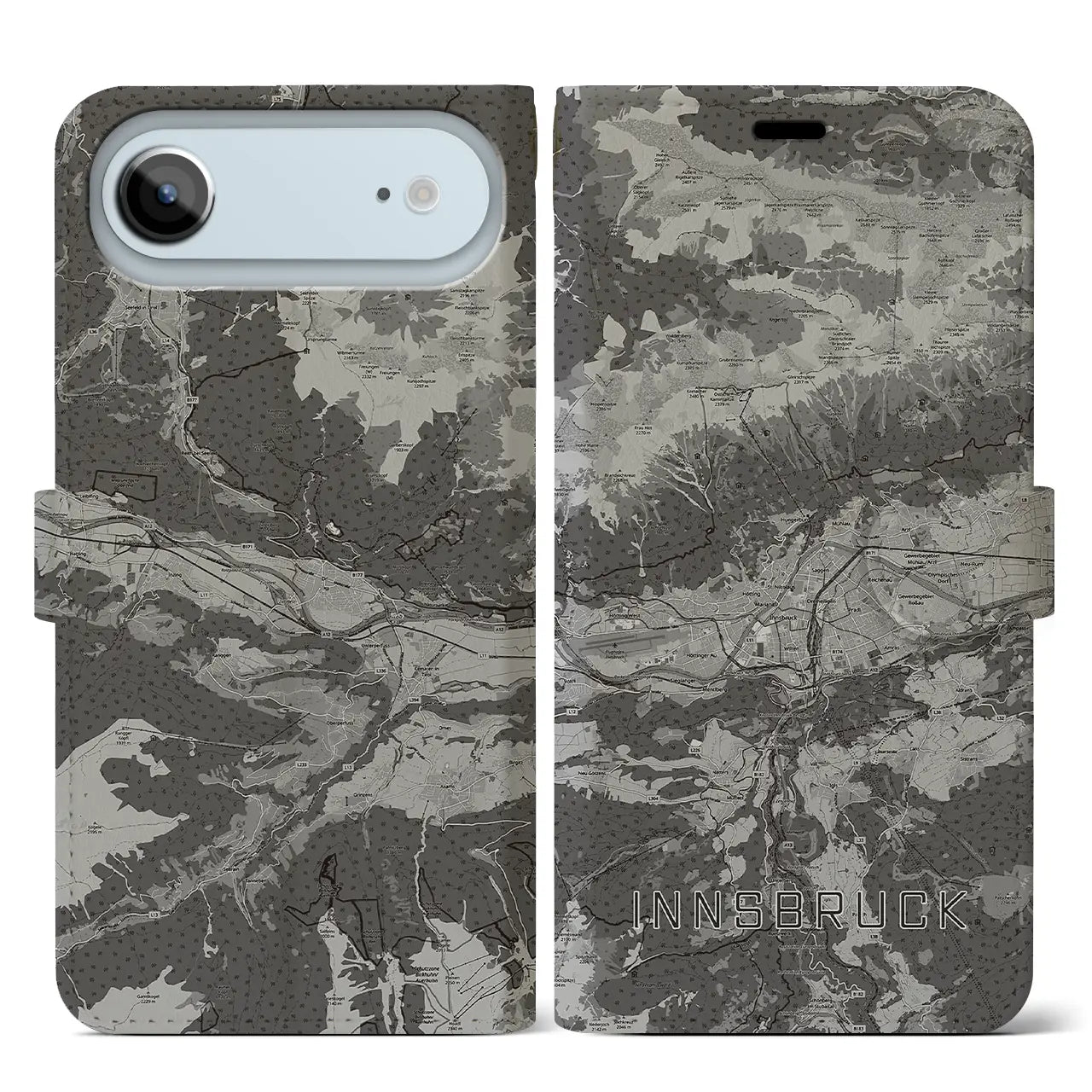 【インスブルック(オーストリア)】地図柄iPhoneケース(手帳タイプ)