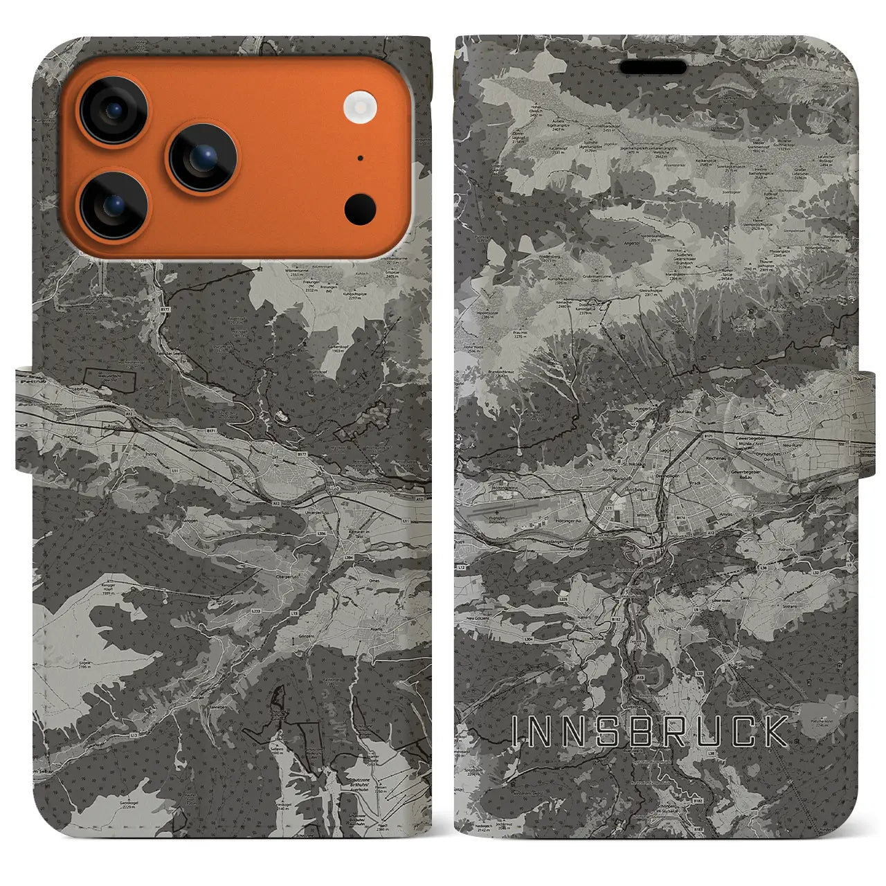 【インスブルック(オーストリア)】地図柄iPhoneケース(手帳タイプ)