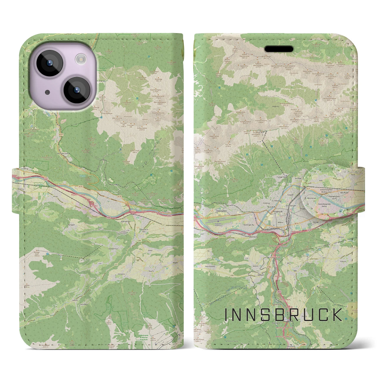 【インスブルック(オーストリア)】地図柄iPhoneケース(手帳タイプ)