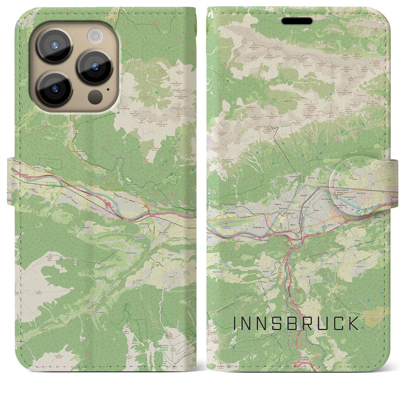 【インスブルック(オーストリア)】地図柄iPhoneケース(手帳タイプ)