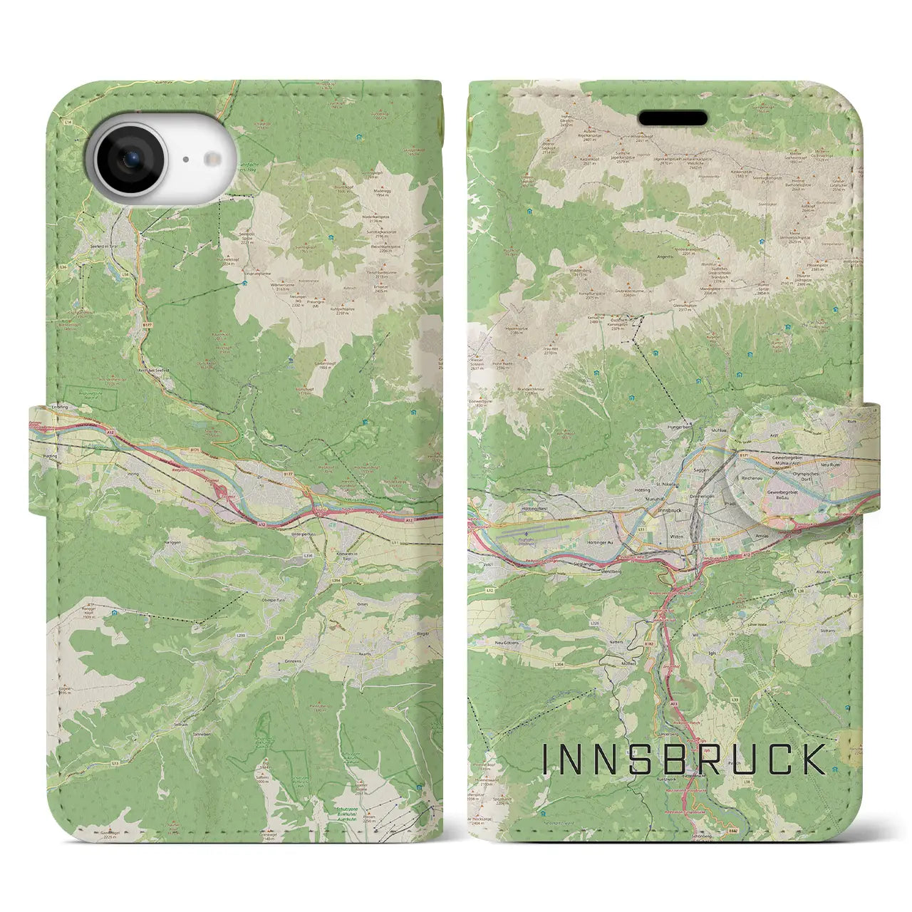 【インスブルック(オーストリア)】地図柄iPhoneケース(手帳タイプ)